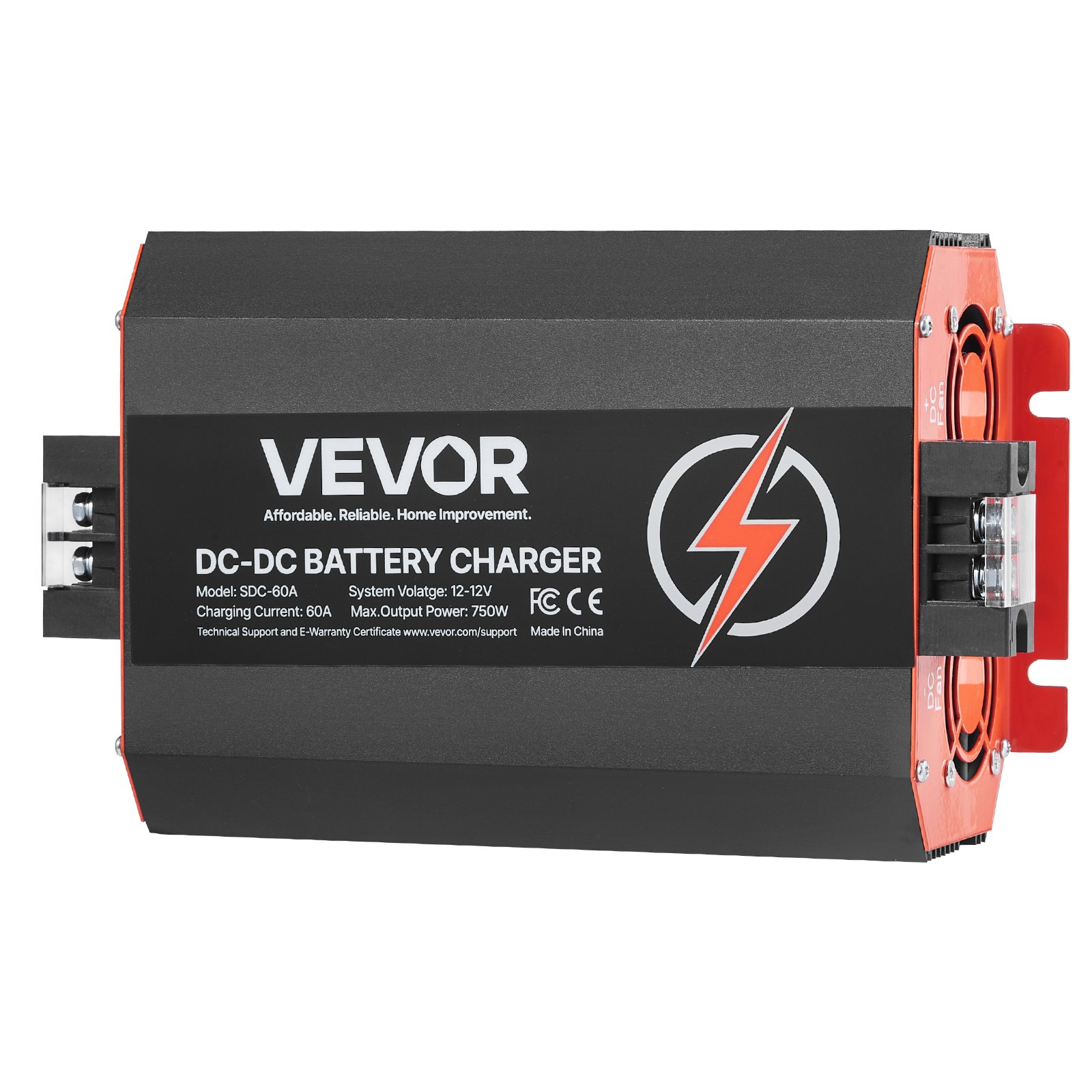 VEVOR Ładowarka akumulatorów DC/DC 12 V 60 A, 750 W do akumulatorów kwasowo-ołowiowych, litowych, AGM, żelowych i mokrych, inteligentne ładowanie wieloetapowe, do pojazdów kempingowych, pojazdów użytkowych, łodzi i jachtów