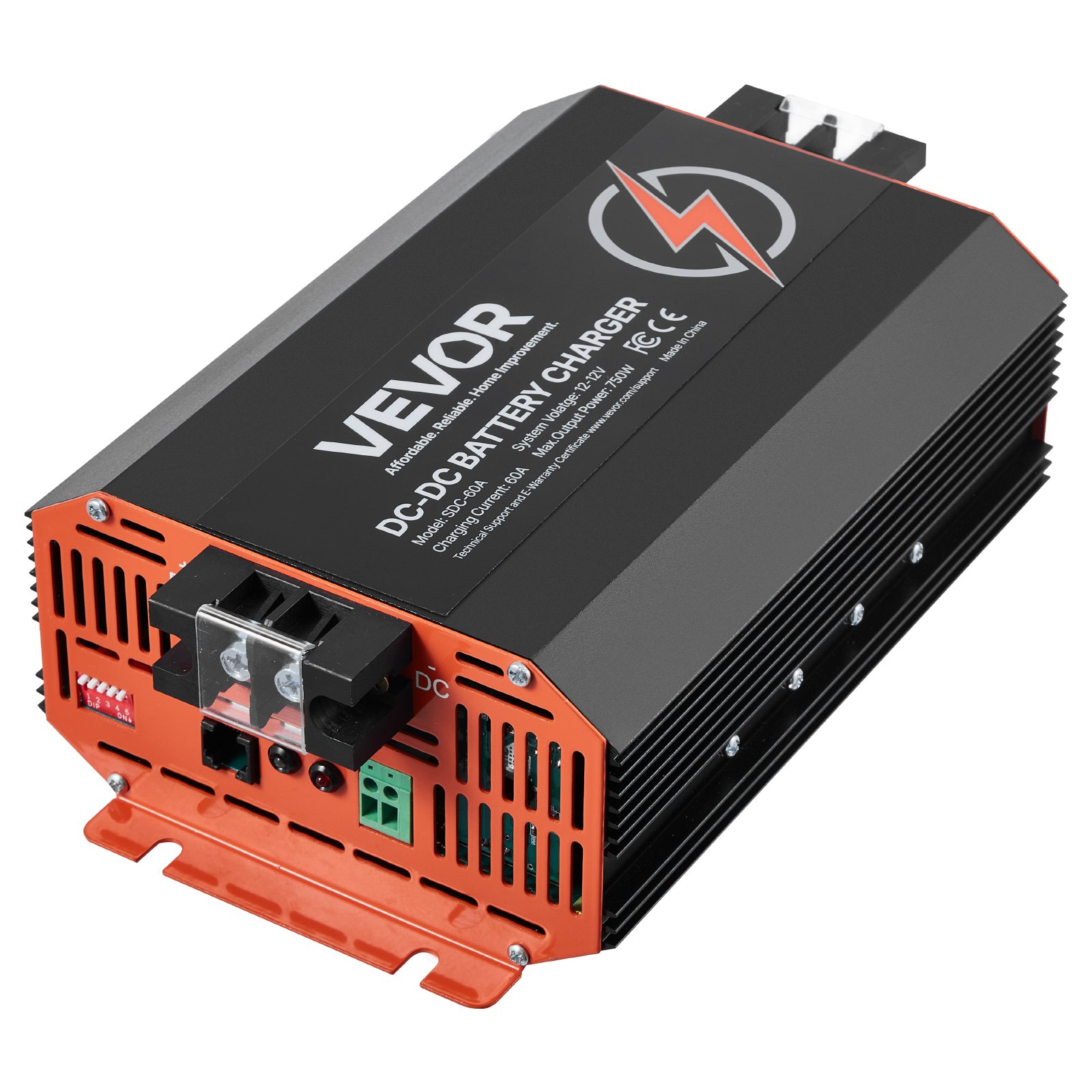 VEVOR Ładowarka akumulatorów DC/DC 12 V 60 A, 750 W do akumulatorów kwasowo-ołowiowych, litowych, AGM, żelowych i mokrych, inteligentne ładowanie wieloetapowe, do pojazdów kempingowych, pojazdów użytkowych, łodzi i jachtów