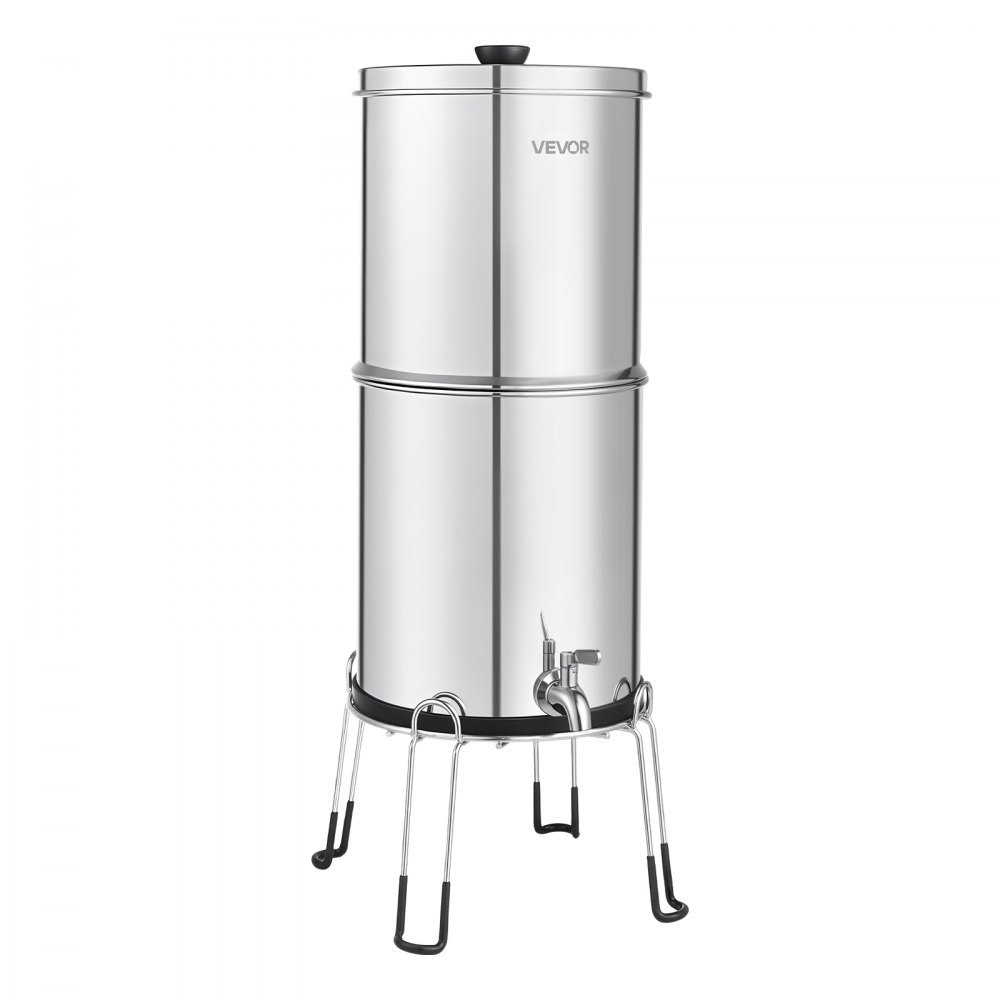 System filtracji wody VEVOR Gravity Water Filter System, 8,52 l, stal nierdzewna 304, system filtracji wody redukuje ołów i do 99% chloru, z 2 filtrami z węglem aktywnym i 2 filtrami fluorkowymi, do domu i na kemping