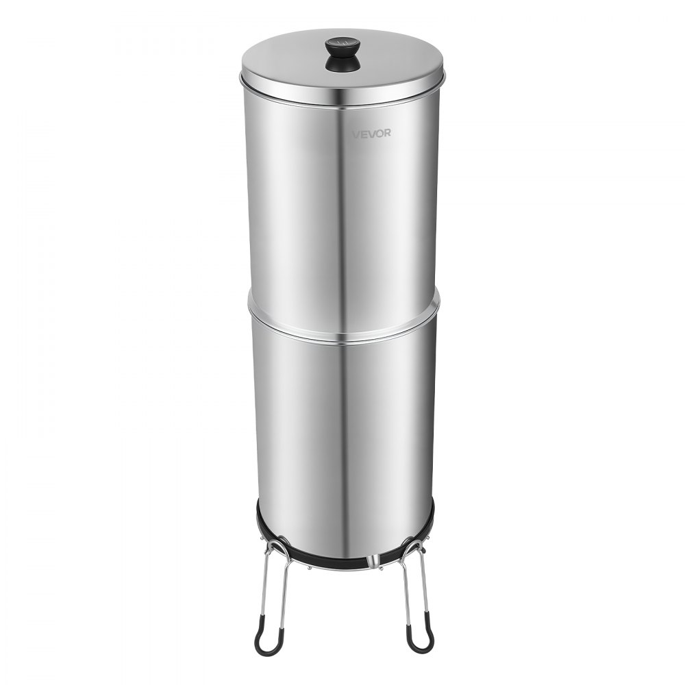 System filtracji wody VEVOR Gravity Water Filter System 12,3 l, stal nierdzewna 304, system filtracji wody redukuje ołów i do 99% chloru, z 2 filtrami z węglem aktywnym, 2 filtrami fluorkowymi, kranem i stojakiem