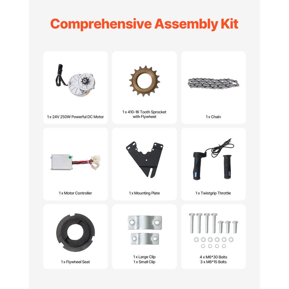 Zestaw silnika elektrycznego prądu stałego VEVOR 250 W, mocny silnik elektryczny - silnik 24 V 2700 obr./min z ulepszonym regulatorem prędkości, zestaw z manetką gazu do gokartów, rowerów elektrycznych, motocykli, skuterów