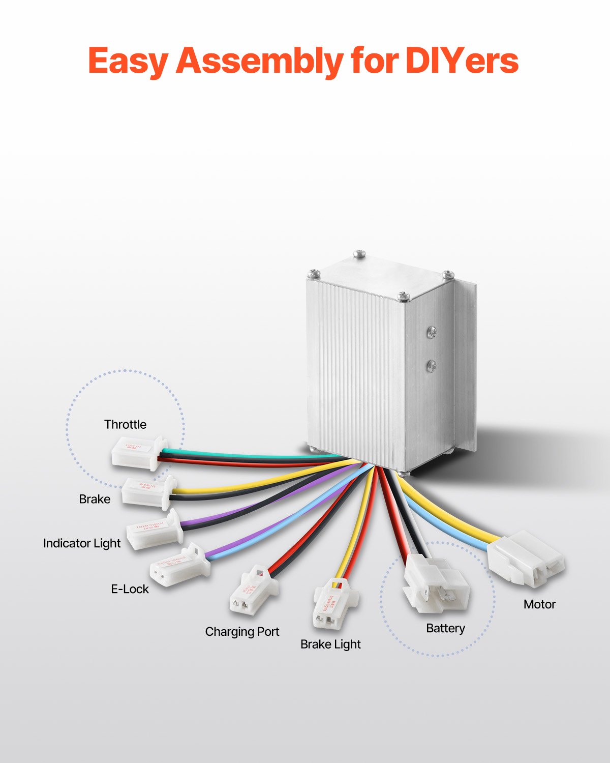 Zestaw silnika elektrycznego prądu stałego VEVOR 250 W, mocny silnik elektryczny - silnik 24 V 2700 obr./min z ulepszonym regulatorem prędkości, zestaw z manetką gazu do gokartów, rowerów elektrycznych, motocykli, skuterów