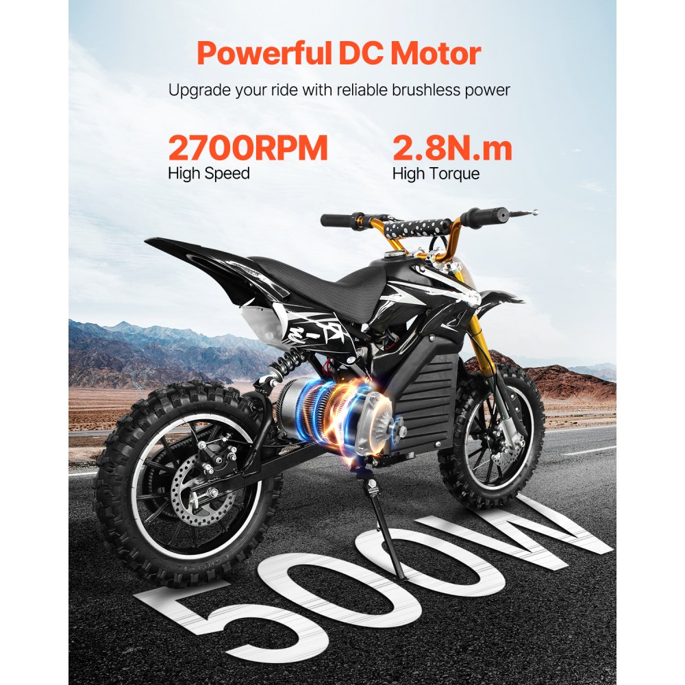 VEVOR 500W Brushless DC Electric Motor Kit, Brushless Electric Motor – 48V 2700 RPM Motor with Improved Speed Controller for Go-Karts, E-Bikes, Motorcycles, and Scooters