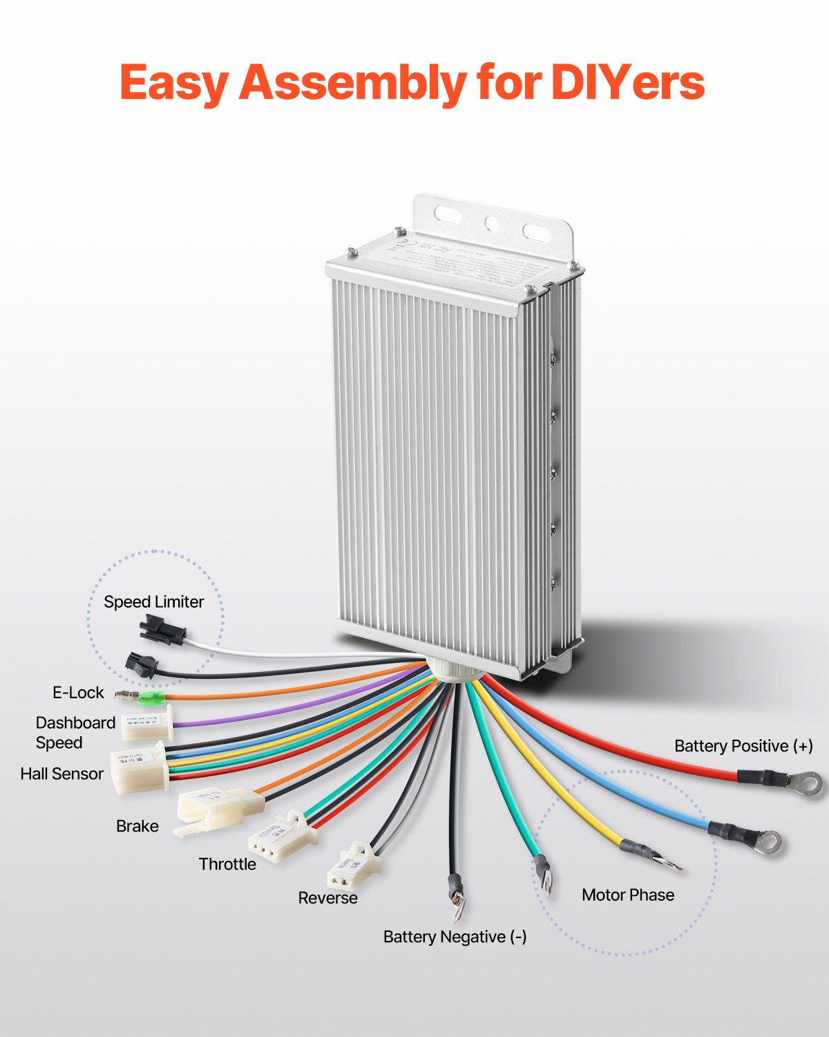Zestaw silnika elektrycznego bezszczotkowego prądu stałego VEVOR 500 W, silnik elektryczny bezszczotkowy - silnik 48 V 2700 obr./min z ulepszonym regulatorem prędkości do gokartów, rowerów elektrycznych, motocykli, skuterów