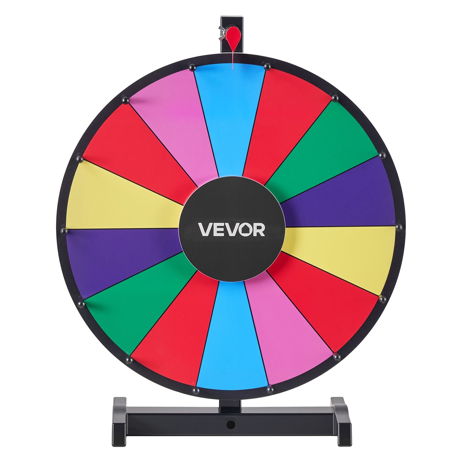 VEVOR 457 mm Spinning Prize Wheel, 14 Slots Spinning Wheel with Stand, Tabletop Win Fortune Roulette with a Dry Erase and 2 Markers, 6 Colors, Easy Assembly, for Party Pub Trade Show Carnival Events