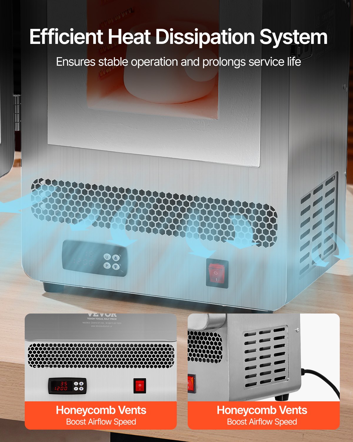 VEVOR Piec do topienia stołowego 1500 W Mocny piec elektryczny Maksymalna temperatura 1200°C, piec do topienia złota ze stali nierdzewnej do odlewania wosku, gliny, hartowania metalu DIY, szkliwienia ceramiki, srebra