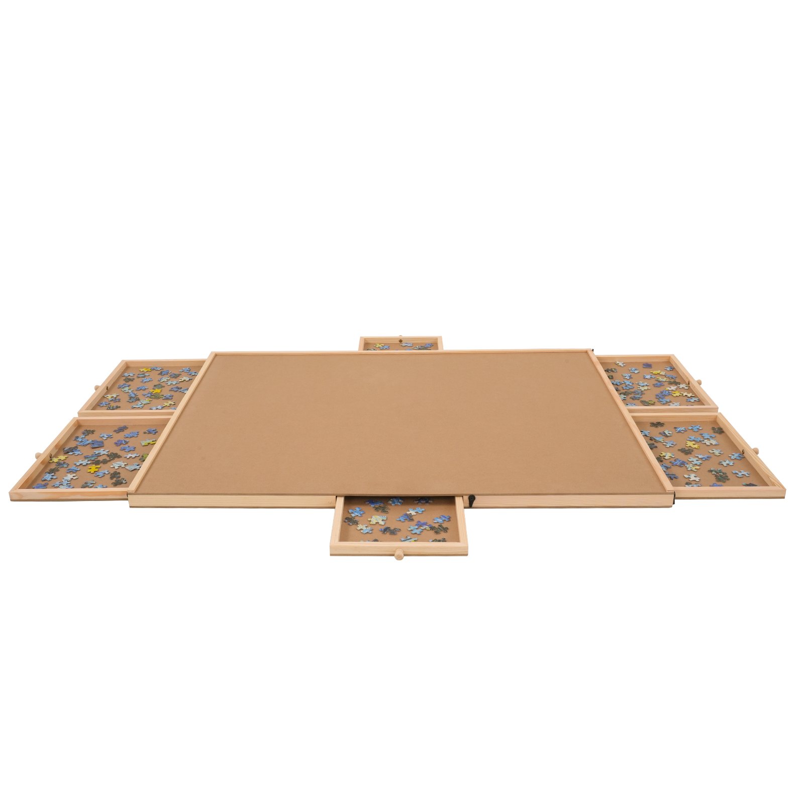 Stolik do puzzli VEVOR Tablica do puzzli 1000 elementów, sztaluga do puzzli Obrót o 360° Stolik do puzzli sosnowych, 760 x 560 x 47 mm Tablica do puzzli z 6 wysuwanymi szufladami, puzzle dla dorosłych i dzieci
