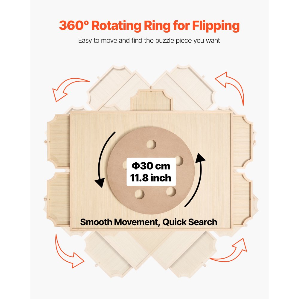VEVOR Obrotowy stolik do układania puzzli, 1000 elementów, 5 szuflad i pokrywa, przenośny stolik do układania puzzli (736 x 535 mm), akcesoria do układania puzzli dla dorosłych, system przechowywania puzzli