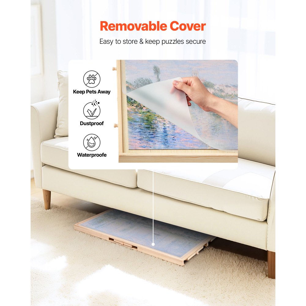 VEVOR Obrotowy stolik do układania puzzli, 1000 elementów, 5 szuflad i pokrywa, przenośny stolik do układania puzzli (736 x 535 mm), akcesoria do układania puzzli dla dorosłych, system przechowywania puzzli