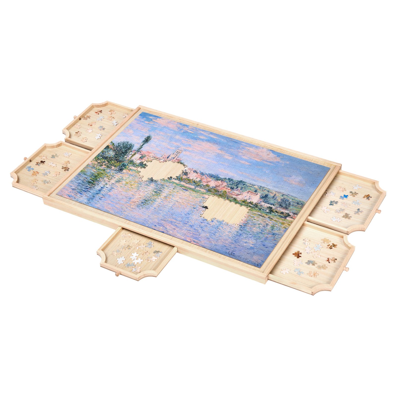 VEVOR Obrotowy stolik do układania puzzli, 1000 elementów, 5 szuflad i pokrywa, przenośny stolik do układania puzzli (736 x 535 mm), akcesoria do układania puzzli dla dorosłych, system przechowywania puzzli