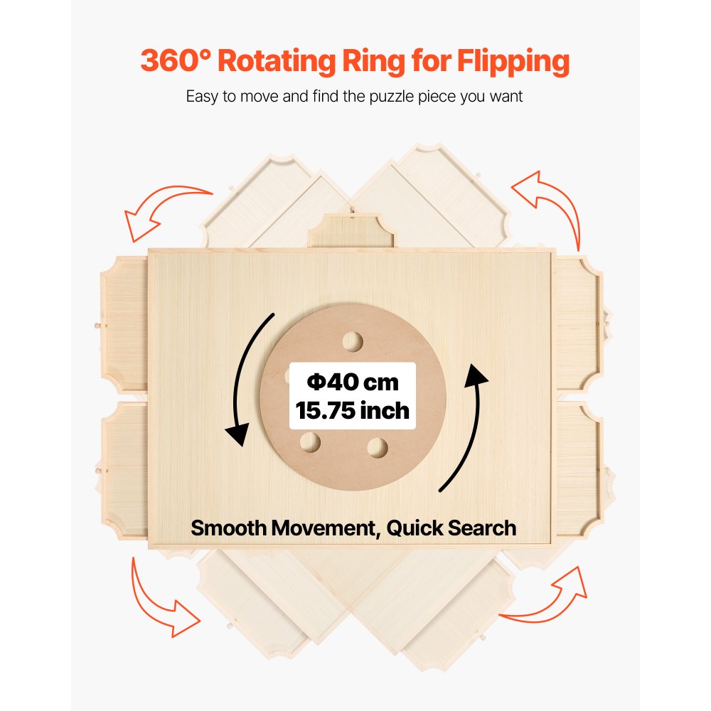 VEVOR 1500-elementowa obrotowa plansza do układania puzzli z 5 szufladami i pokrywą, przenośny stolik do układania puzzli (890 x 660 x 30 mm), akcesoria do układania puzzli dla dorosłych, system przechowywania puzzli