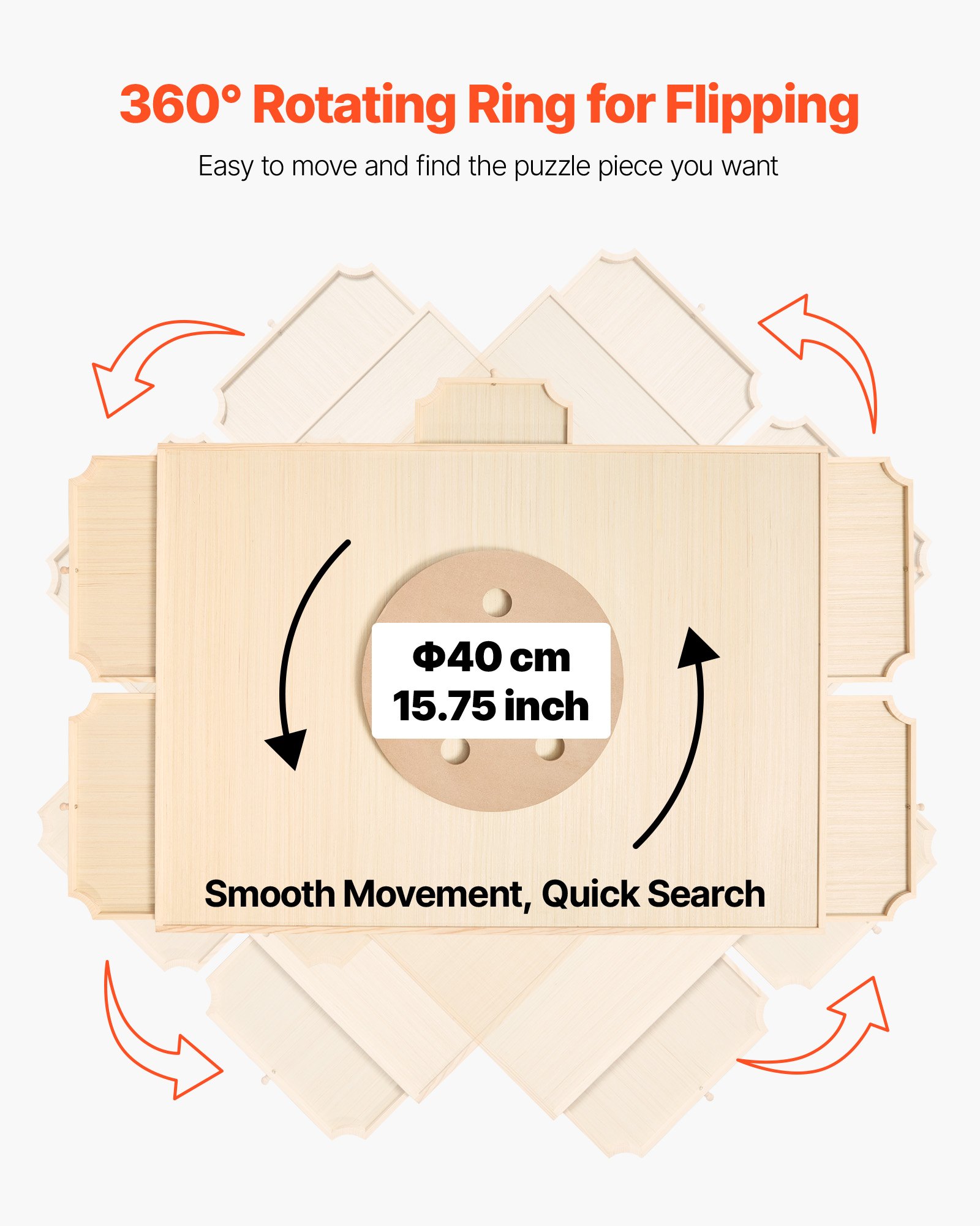 VEVOR 2000-elementowa obrotowa plansza do układania puzzli z 5 szufladami i pokrywą, przenośny stolik do układania puzzli (1045 x 763 x 36 mm), akcesoria do układania puzzli dla dorosłych, system przechowywania puzzli