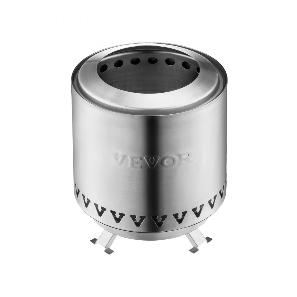Palenisko VEVOR, Φ150x205 mm, kominek stołowy do użytku wewnątrz i na zewnątrz, misa paleniskowa na alkohol izopropylowy, urządzenie do pieczenia pianek Smores, kosz paleniskowy, opalany drewnem lub peletem, na kemping, na patio, cylinder, srebrny