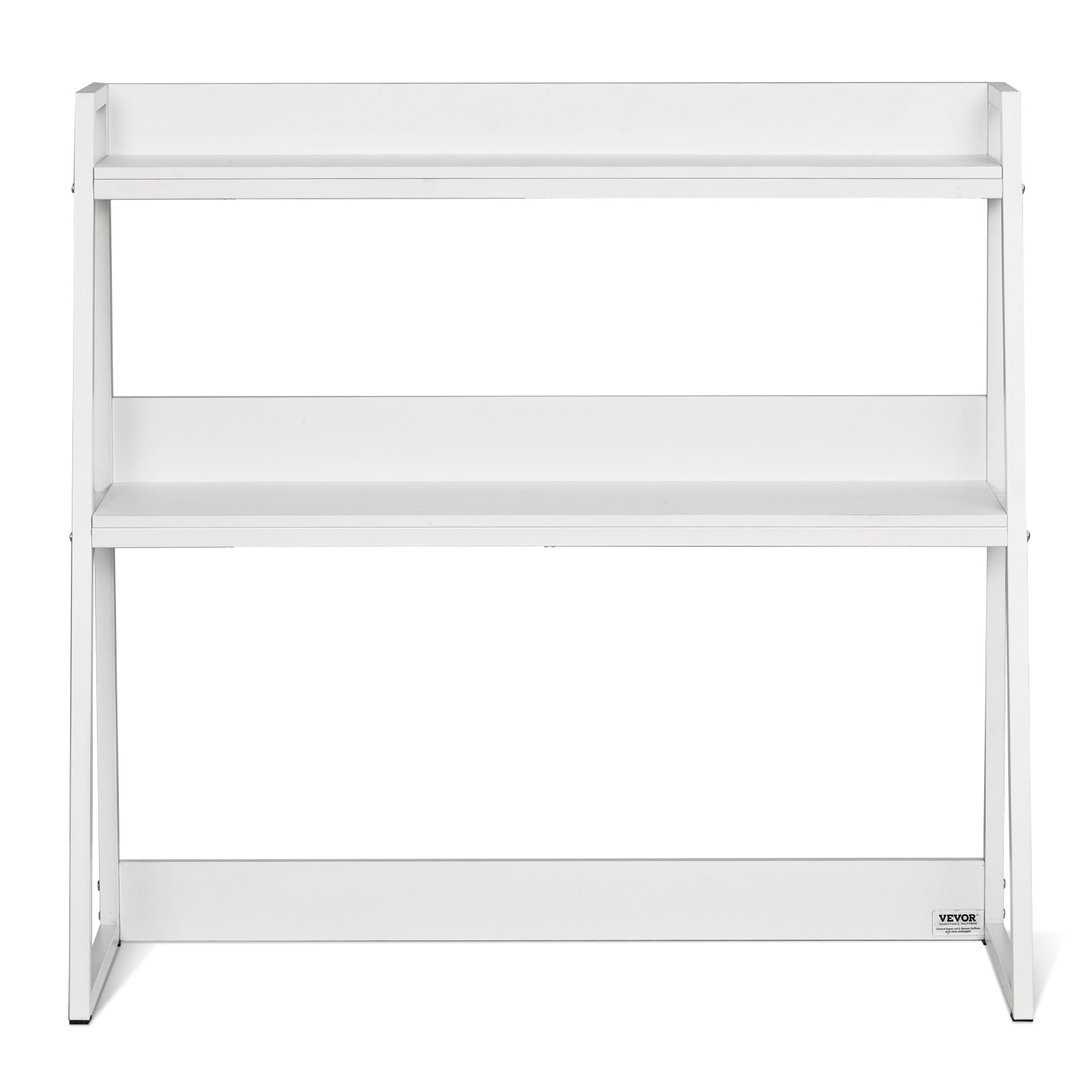 VEVOR Biurko Półka na książki 2-poziomowy organizer (95 x 32 x 90 cm) Półki stołowe Organizer Półka ekspozycyjna wykonana z płyty wiórowej + papier melaminowy + Q195A, Półka z antypoślizgowymi nóżkami, kolor biurowy biały