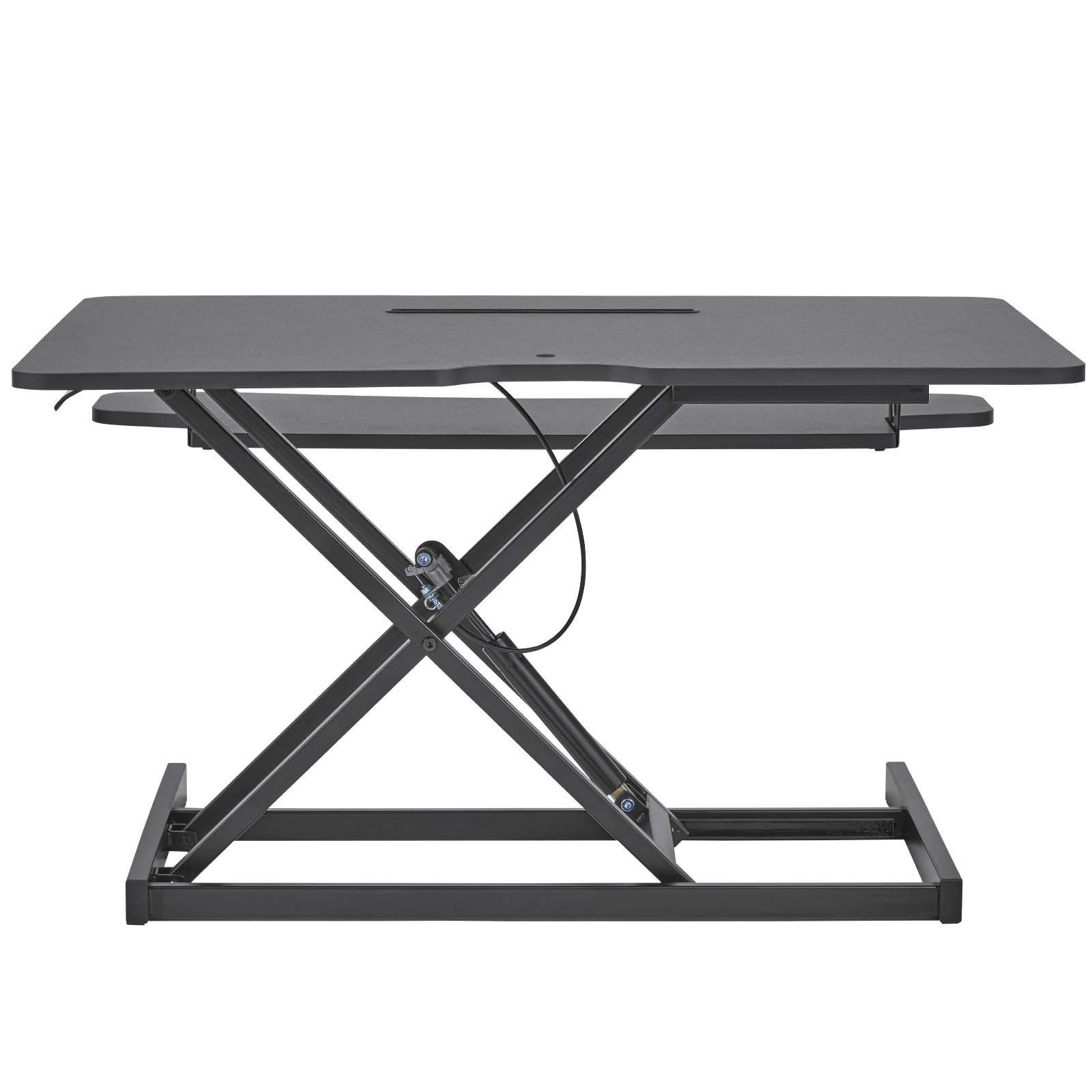 Biurko z regulacją wysokości VEVOR 800 x 400 mm Biurko stojące z szeroką półką na klawiaturę, stojak Quick Sit Dwuwarstwowe biurko komputerowe Konwerter na biurko stojące 20 kg Obciążalność dla 2 monitorów Czarny