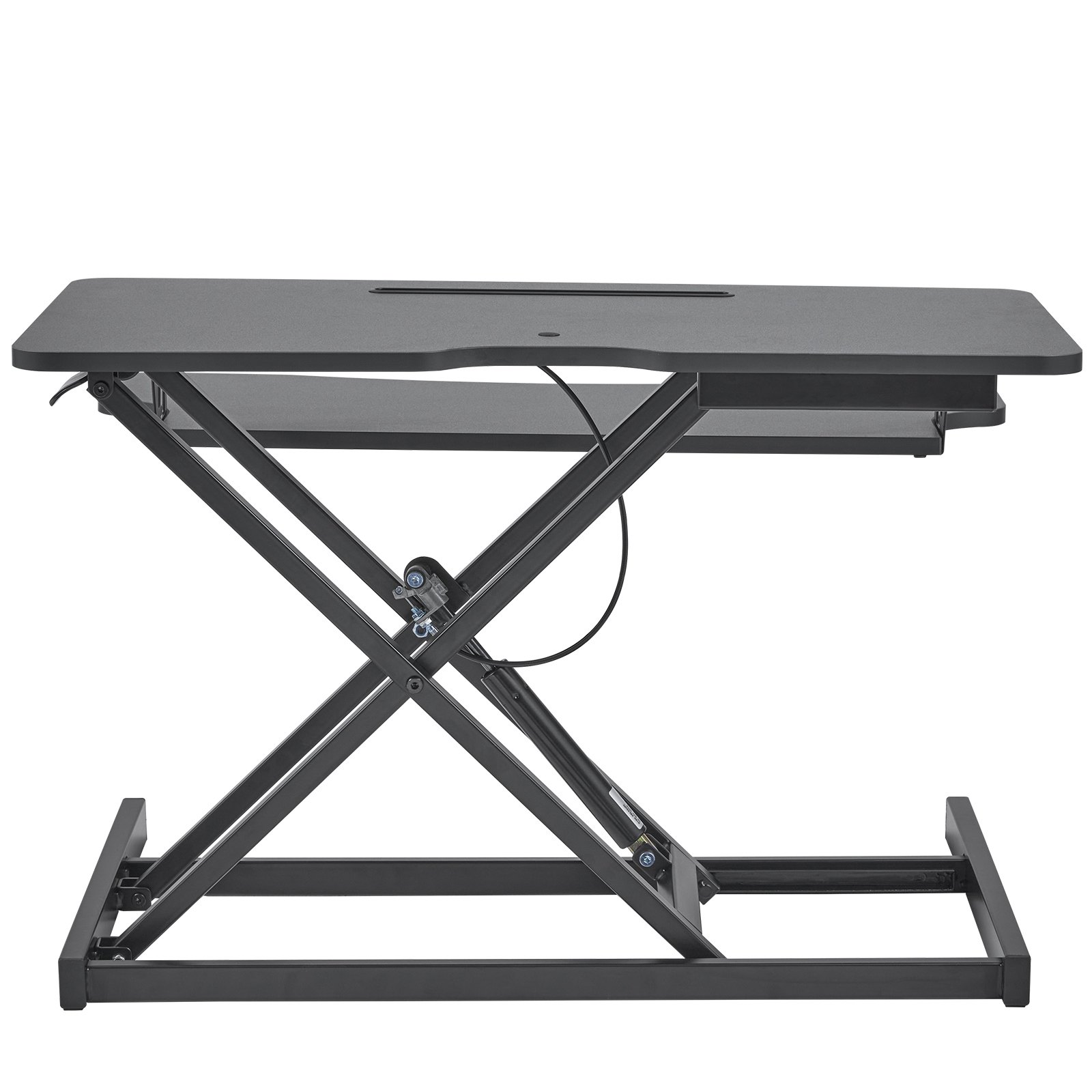 Biurko z regulacją wysokości VEVOR 915 x 600 mm Stojące biurko z szeroką półką na klawiaturę, stojak do szybkiego siedzenia Dwuwarstwowe biurko komputerowe Konwerter na biurko stojące 20 kg Nośność dla 2 monitorów Czarny
