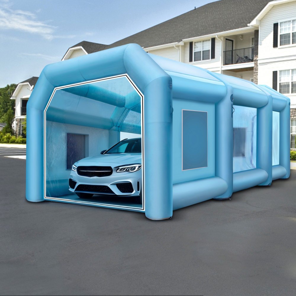 VEVOR 8x4x3m Nadmuchiwany namiot Oxford Tkanina PVC do malowania naprawa samochodów Praca na zewnątrz, nadmuchiwany namiot z drzwiami i wentylatorem Windows 1100W Warsztat garażowy