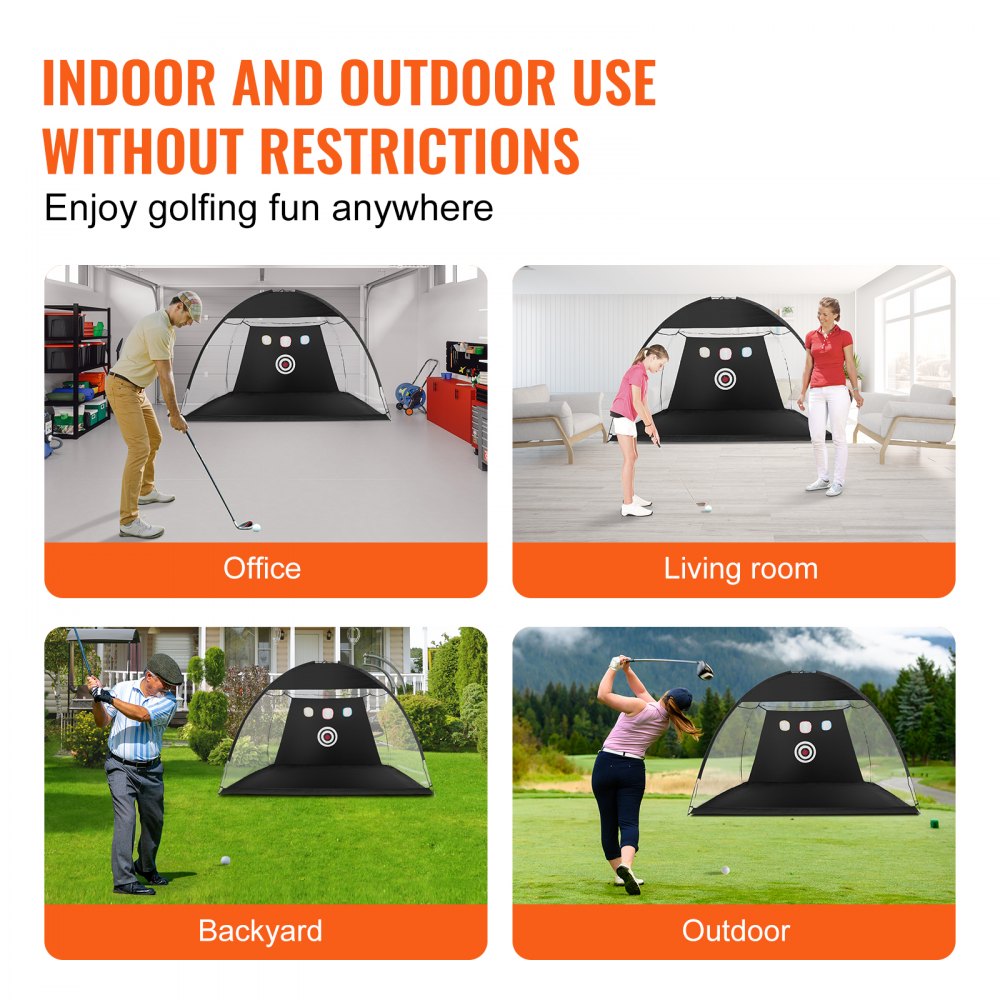 Siatka golfowa VEVOR, 3 x 2,1 m, siatka do ćwiczeń golfa, siatka do treningu swingu w pomieszczeniach i na zewnątrz, siatka wspomagająca uderzenia z tarczą i torbą do przenoszenia, do gry w golfa na podwórku, prezent dla mężczyzn, miłośników golfa, do gier sportowych