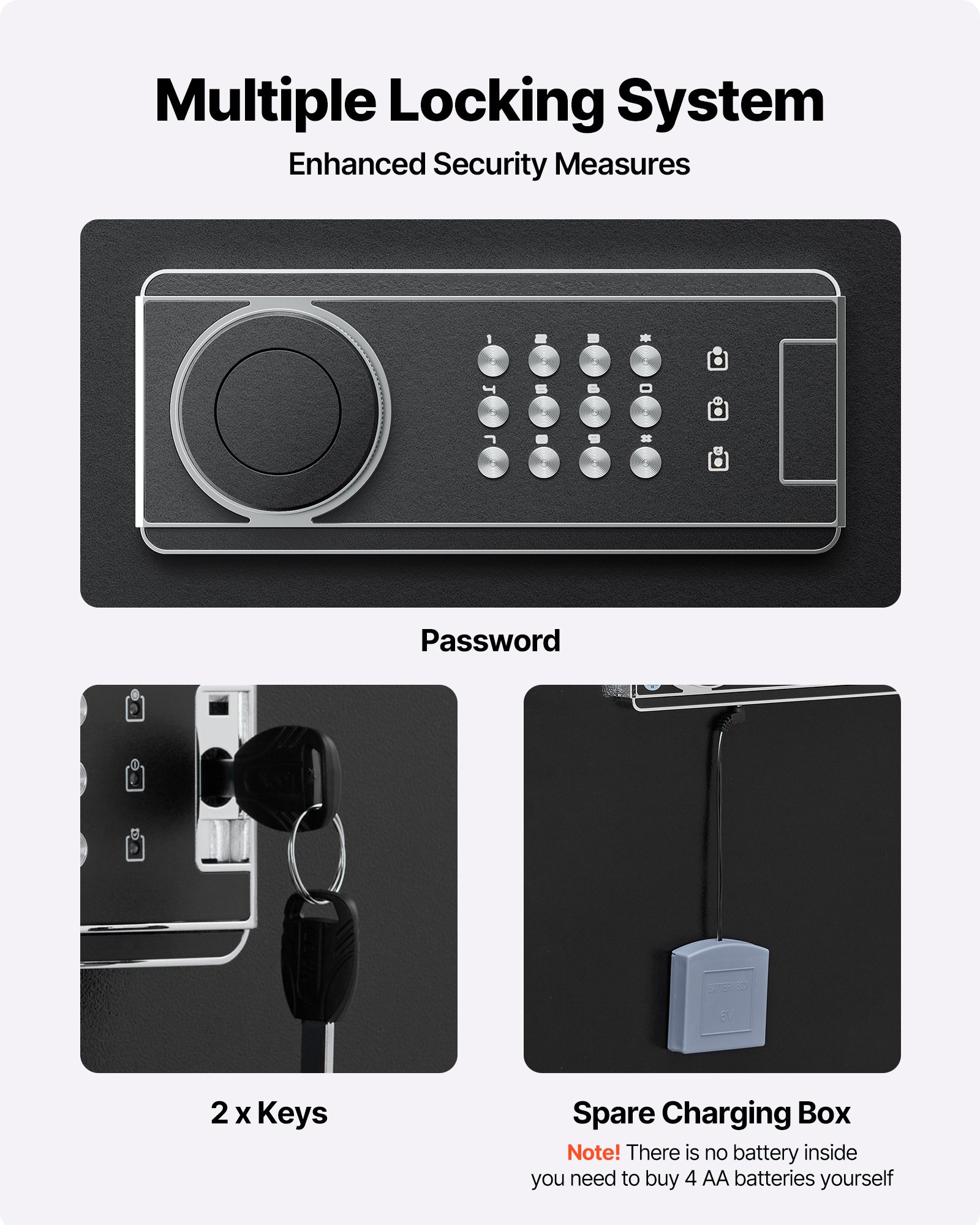 VEVOR 6-8 Gun Safe, Long Gun Cabinet for Rifles and Pistols, Quick Access Rifle Safe with 3 Ammo Slots and 2 Adjustable Racks, Large Digital Cabinet with Key and Password Lock