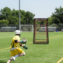 VEVOR Backyard Lacrosse Rebounder 4x7ft Siatka odbijająca do siatkówki Pitchback Throwback Baseball Softball Powrót Ekran treningowy Regulowany kąt Trening strzelania