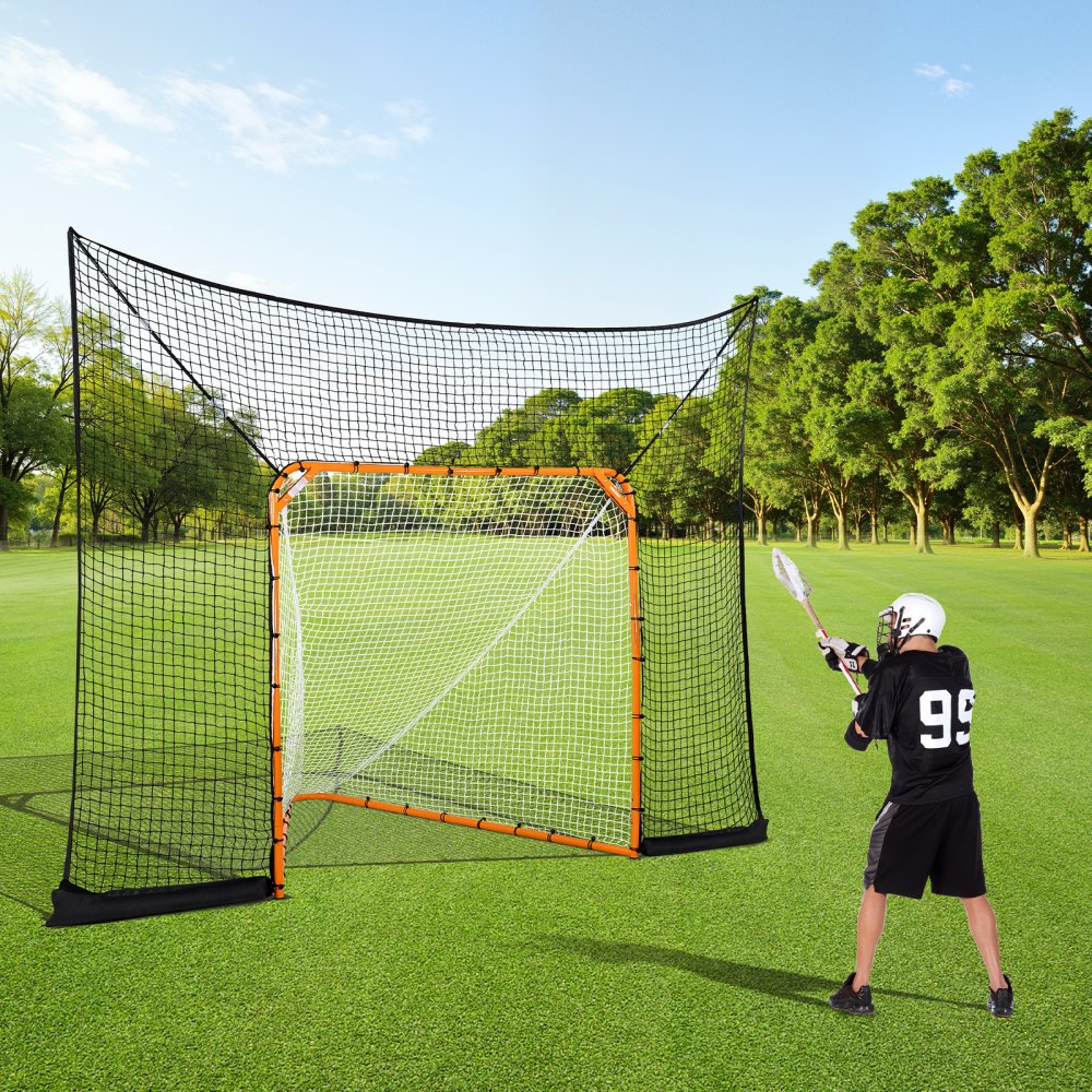 Bramka do hokeja na trawie i lacrosse'a VEVOR (360 x 279 cm), duża siatka do lacrosse'a z rozszerzonym pokryciem, szybki i łatwy montaż, sprzęt do ogrodu, kompletne akcesoria do treningu (sama siatka)