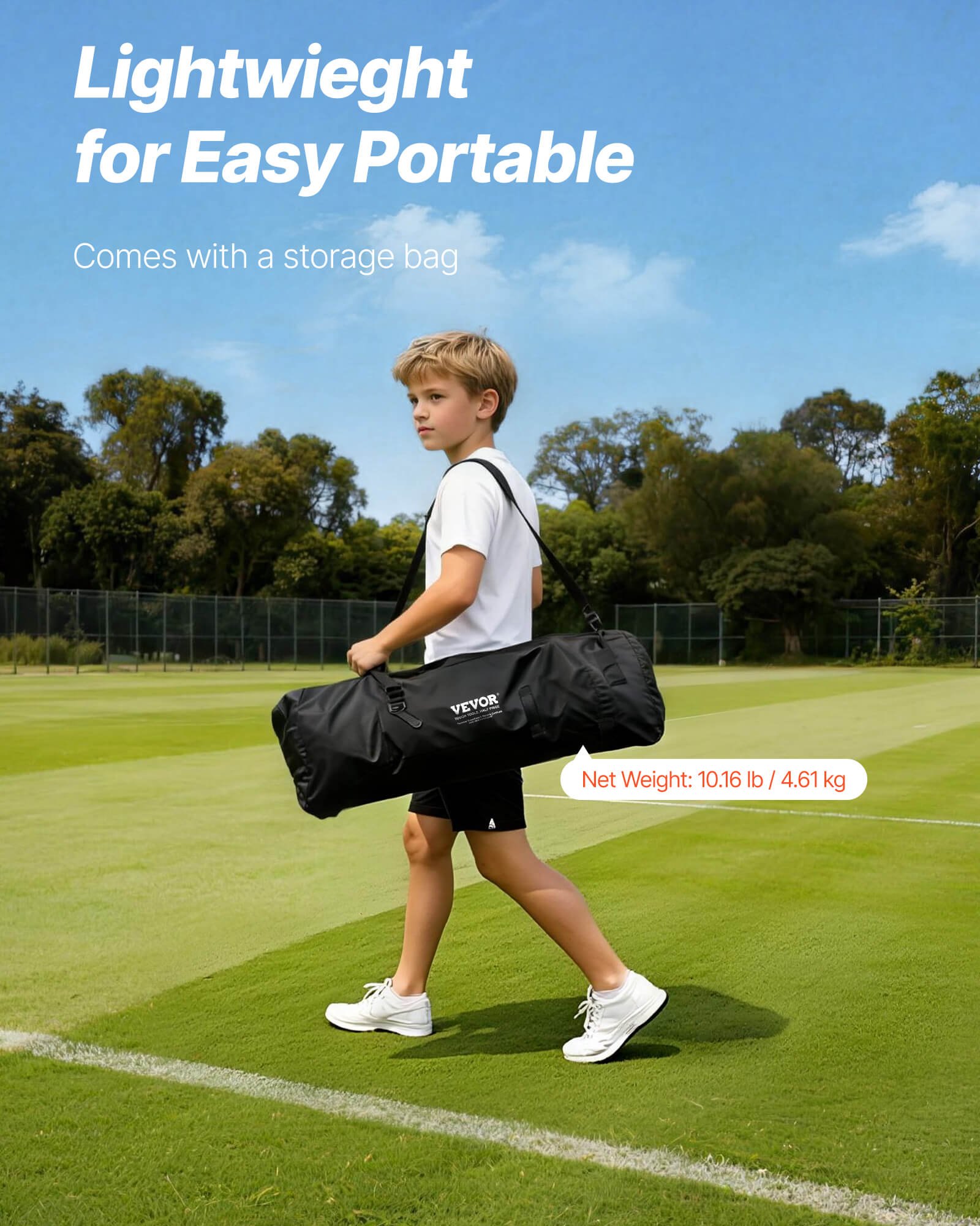 VEVOR Lacrosse Goal, 4' x 4' Small Kids Lacrosse Net, Foldable Portable Lacrosse Goal with Carrying Bag, Iron Frame Backyard Training Equipment, Quick and Easy Setup, Perfect for Youth