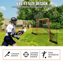Zabezpieczenie bramki do hokeja i lacrosse VEVOR z rozszerzonym pokryciem, siatka do lacrosse 12' x 9', kompletne akcesoria siatka treningowa, szybki i łatwy w konfiguracji podwórkowy sprzęt do lacrosse, idealny