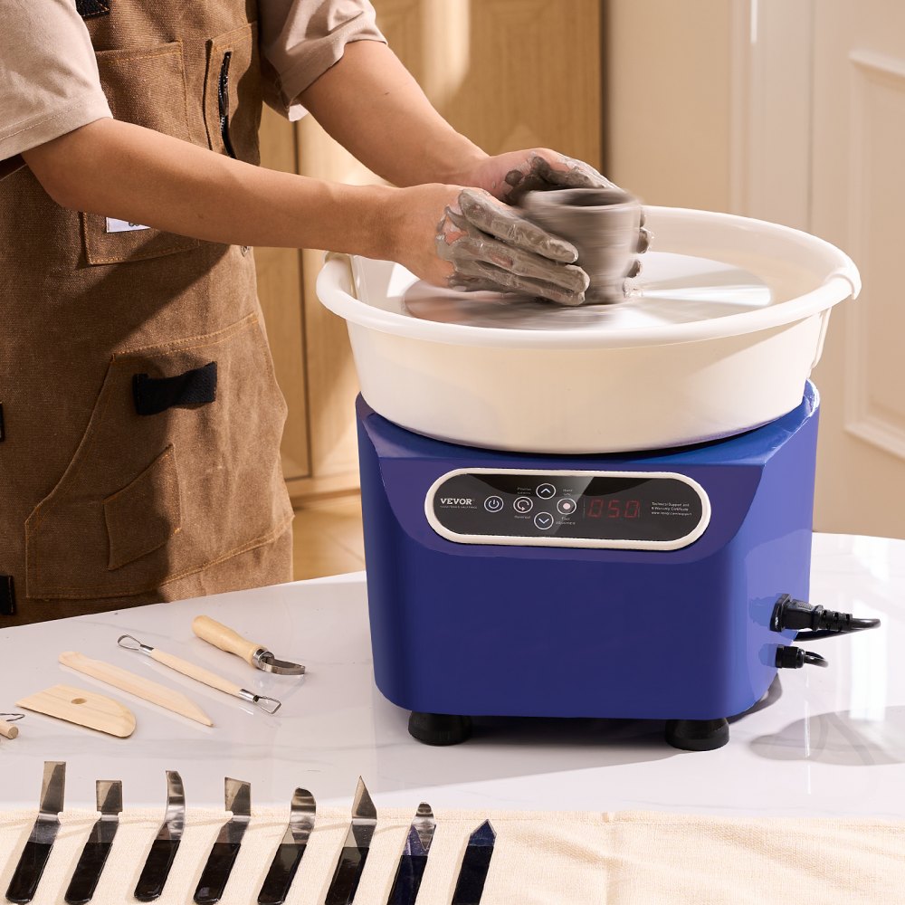 VEVOR Pottery Wheel, 25 cm Pottery Shaping Machine, 350 W Electric Pottery Wheel with Pedal & LCD Touchscreen, Direct Drive Ceramic Wheel with Shaping Tools for DIY Crafts, Blue