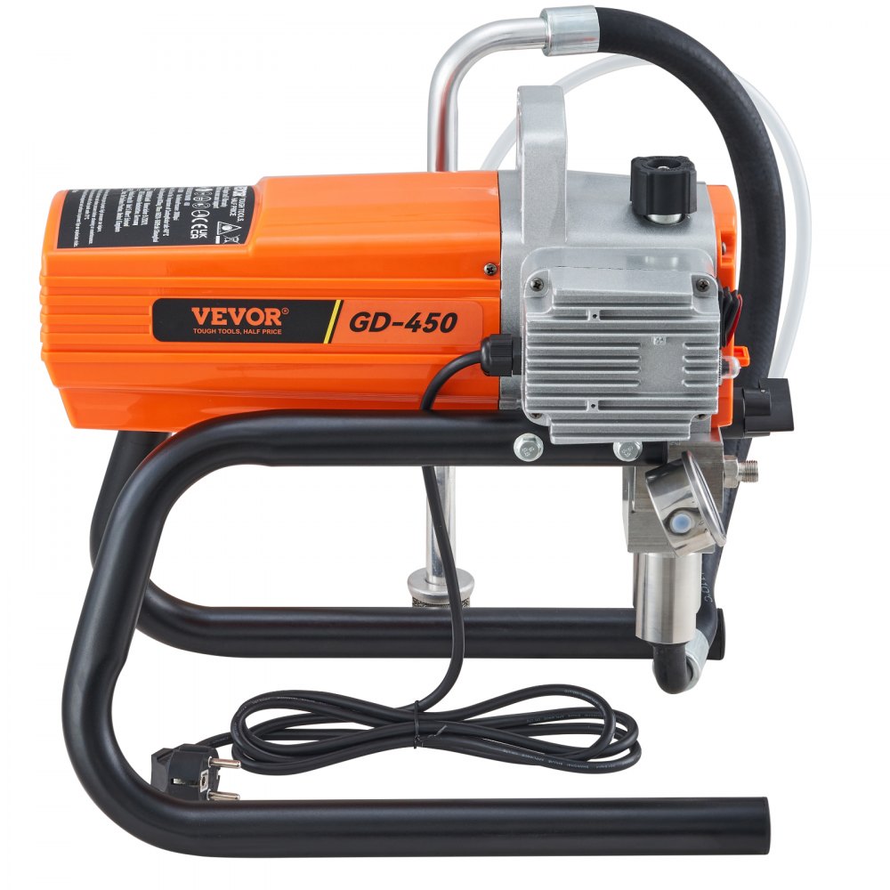 VEVOR Pro Airless Wall Paint Sprayer, zestaw z pistoletem elektrycznym o mocy 1800 W, regulowane ciśnienie natrysku z rurą do malowania ścian i sufitów/drewna i metalu