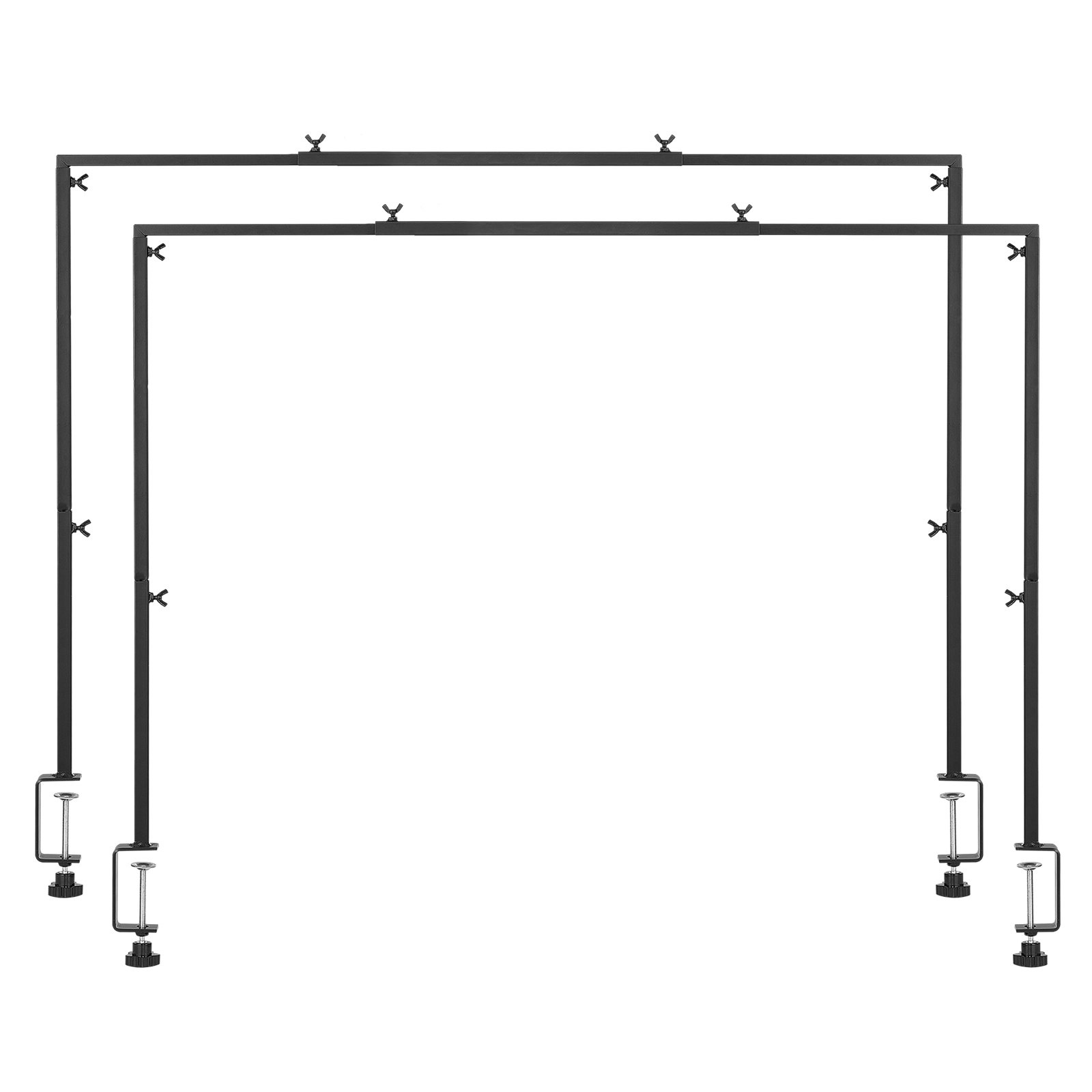VEVOR Drążek do dekoracji stołu, zestaw 2 szt., wysokość 330-1066,8 mm, długość 711,2-2489,2 mm, regulowany, łuk stołowy z zaciskami, rama stołu do dekoracji weselnych, urodzinowych i świątecznych, kolor czarny