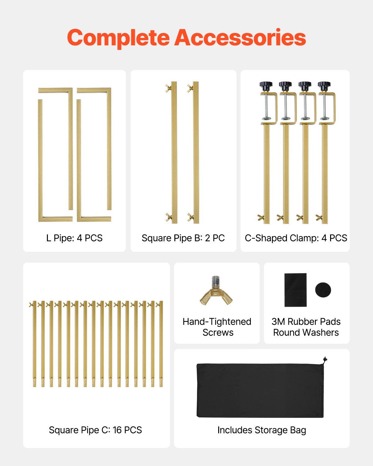 VEVOR Table Decoration Table Pole 2-Pack, 330-1066.8 mm high & 711.2-2489.2 mm length adjustable, table arch with clamps, table frame for wedding, birthday & Christmas decorations, golden
