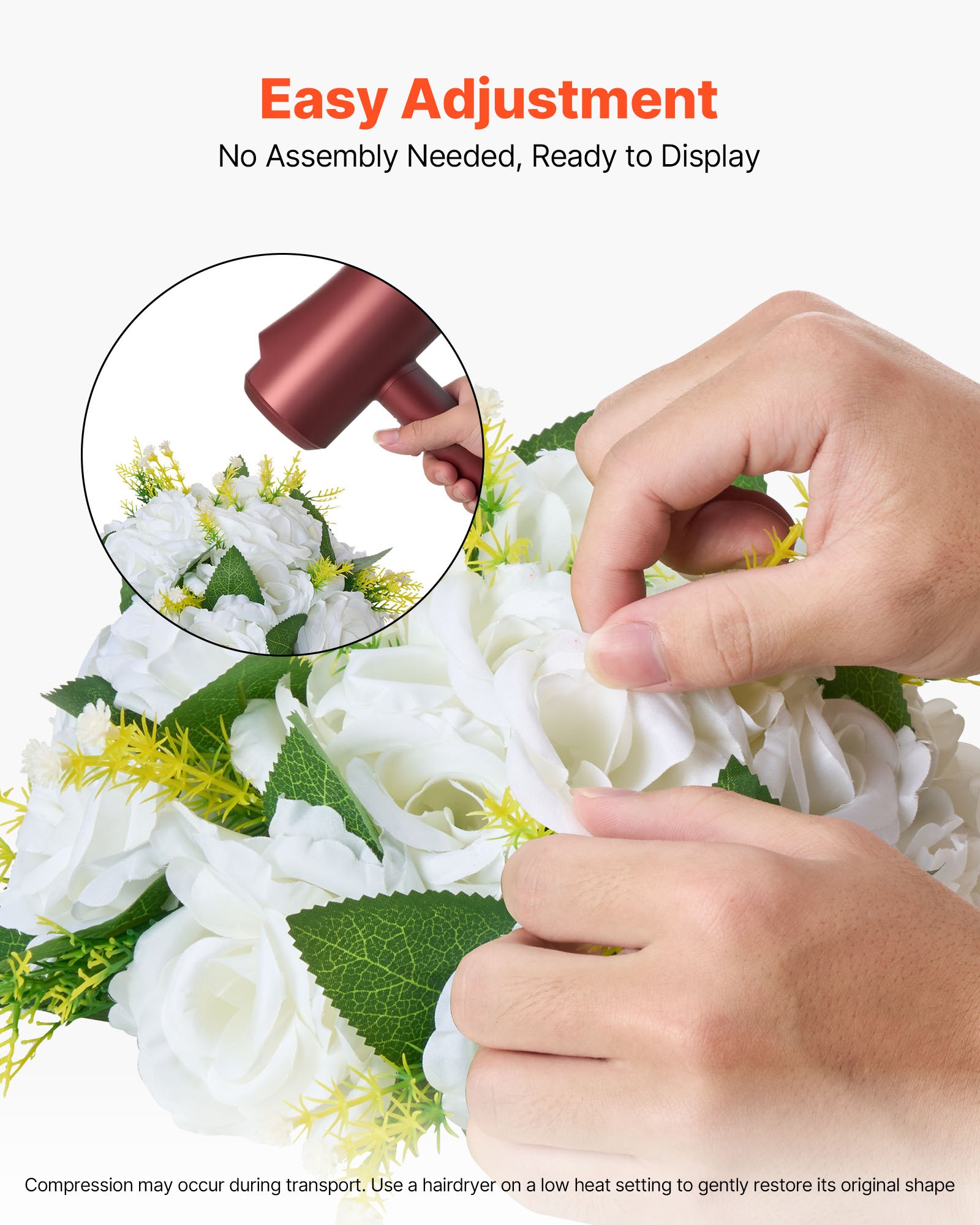 VEVOR Flower Balls Arrangement Bouquet 10 PCS, 240 mm Diameter Artificial Flower Balls Wedding Rose Centerpieces, Faux Flowers Arrangements for Wedding Centerpiece Home Table Decorations, White