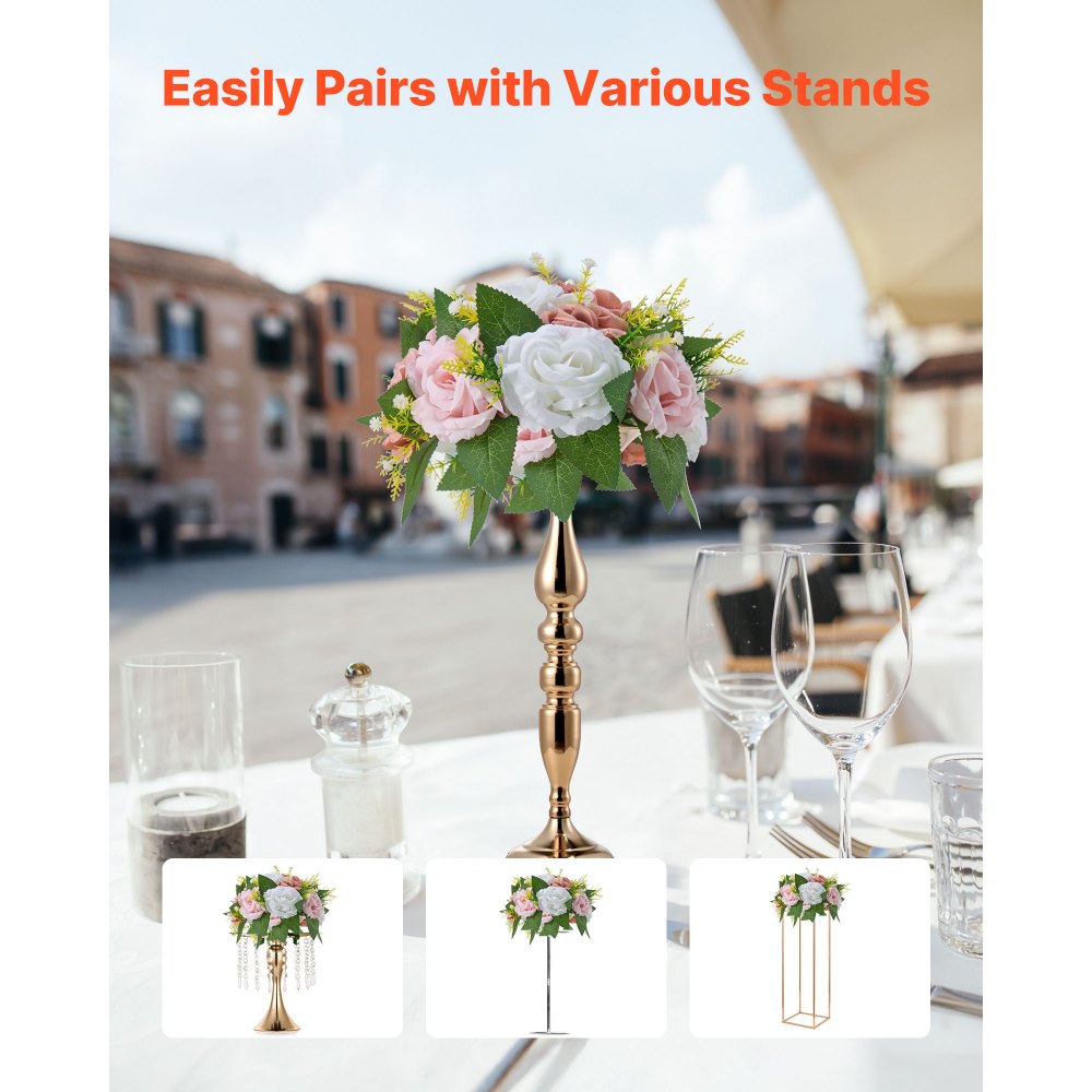 VEVOR Flower Ball Arrangement Bouquet 10PCS, 240 mm Diameter Artificial Flower Balls Wedding Table Centerpieces, Faux Rose Arrangements for Wedding Centerpiece Home Decoration, Pink and White Roses