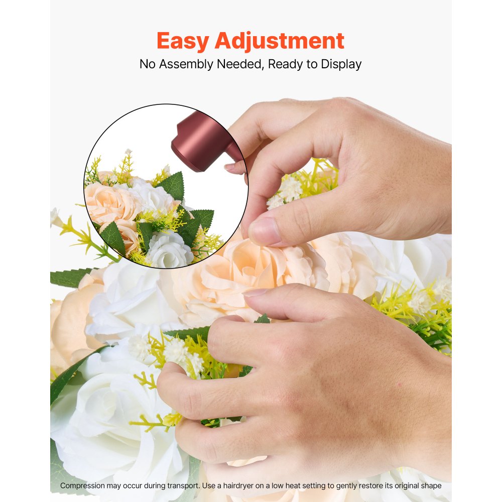 VEVOR Flower Ball Arrangement Bouquet 10 PCS, 240 mm Diameter Artificial Flower Balls Wedding Table Centerpieces, Rose Arrangements for Wedding Centerpiece Home Decoration, Champagne & White Roses