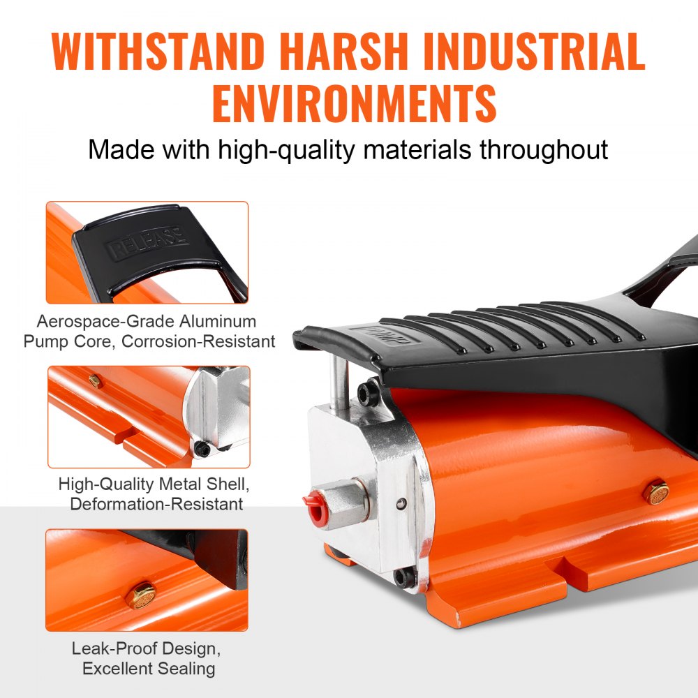 Pompa hydrauliczna pneumatyczna VEVOR 10 000 PSI, zbiornik 0,69 l, wylot NPT 3/8 cala, wlot NPT 1/4 cala, pompa nożna pneumatyczna z obudową metalową, do precyzyjnych maszyn przemysłowych i sprzętu lotniczego