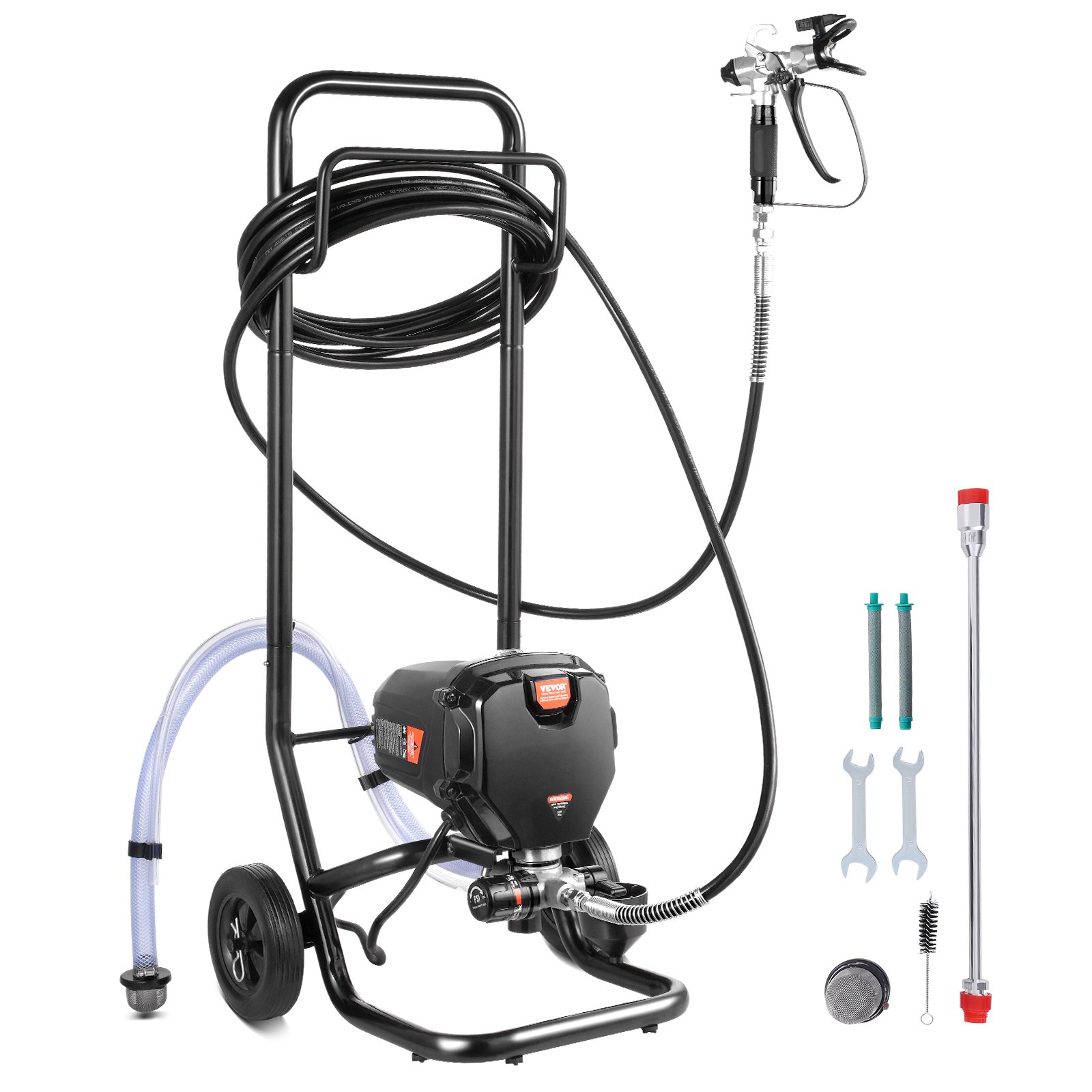 VEVOR Rollable Airless Paint Sprayer, 750 W, 3000 psi, Wysokowydajny elektryczny pistolet natryskowy, Urządzenia do malowania natryskowego, System natrysku farby bezpowietrznej pod wysokim ciśnieniem z wężem o długości 15 m