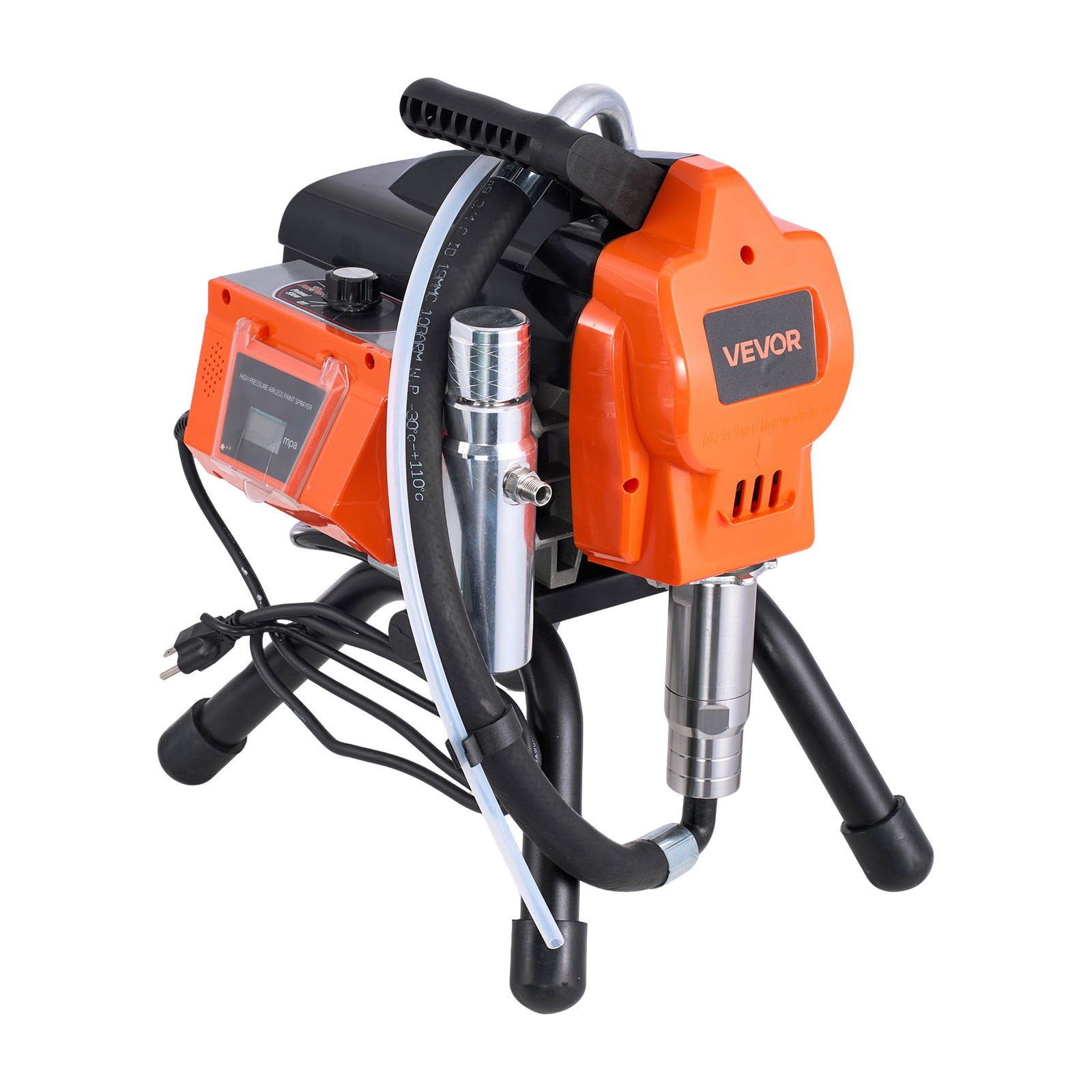 VEVOR Bezpowietrzny pistolet natryskowy do farby 1500 W, 3300 psi, 2,65 l/min, z szczotką czyszczącą, wężem, przedłużką i dyszami, pistolet natryskowy do farb w domach i budynkach