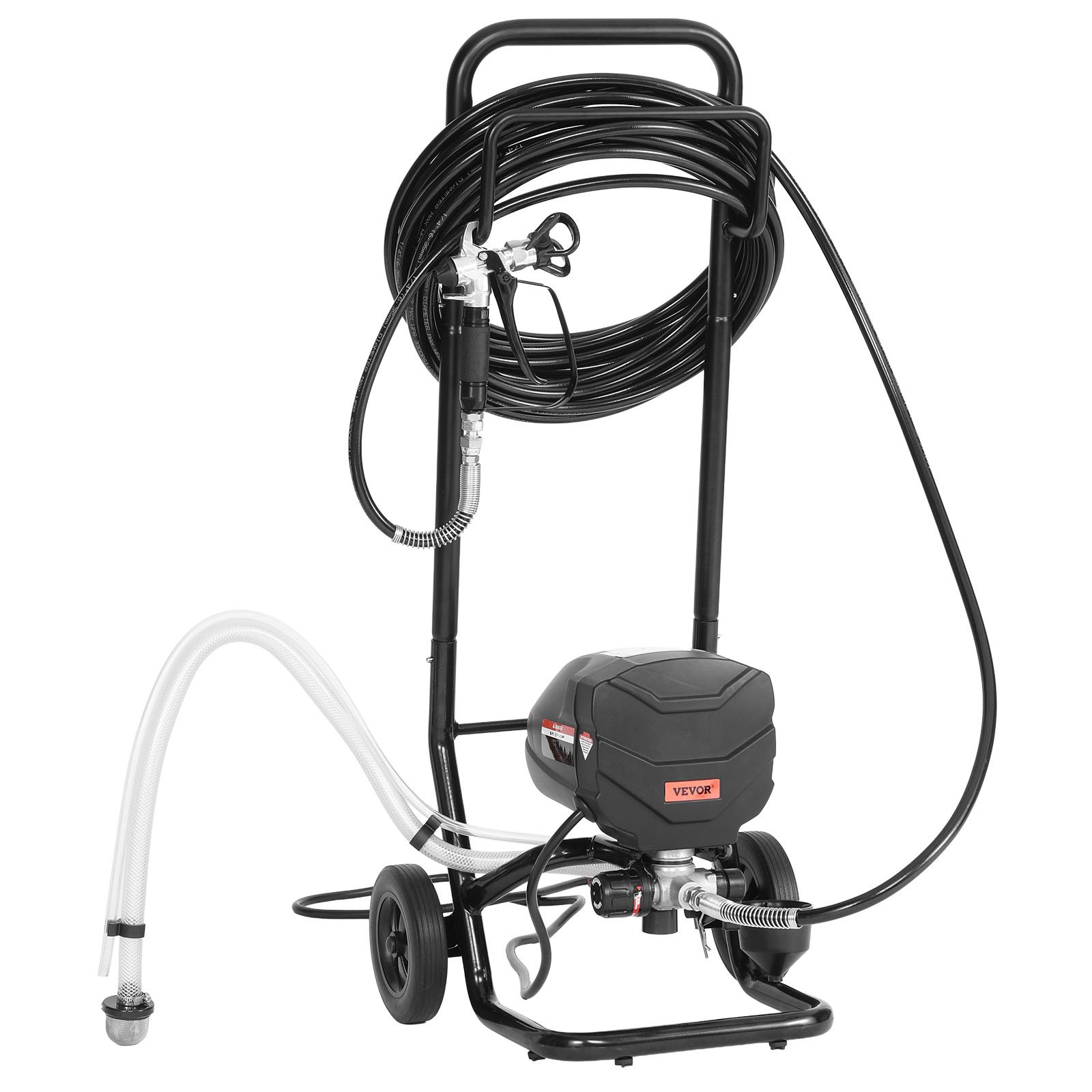 VEVOR Bezpowietrzny pistolet natryskowy ze stojakiem, 640 W, 3000 psi, system natrysku farby ze szczotką czyszczącą, wężem, przedłużką i dyszami, pistolet natryskowy do domów i budynków