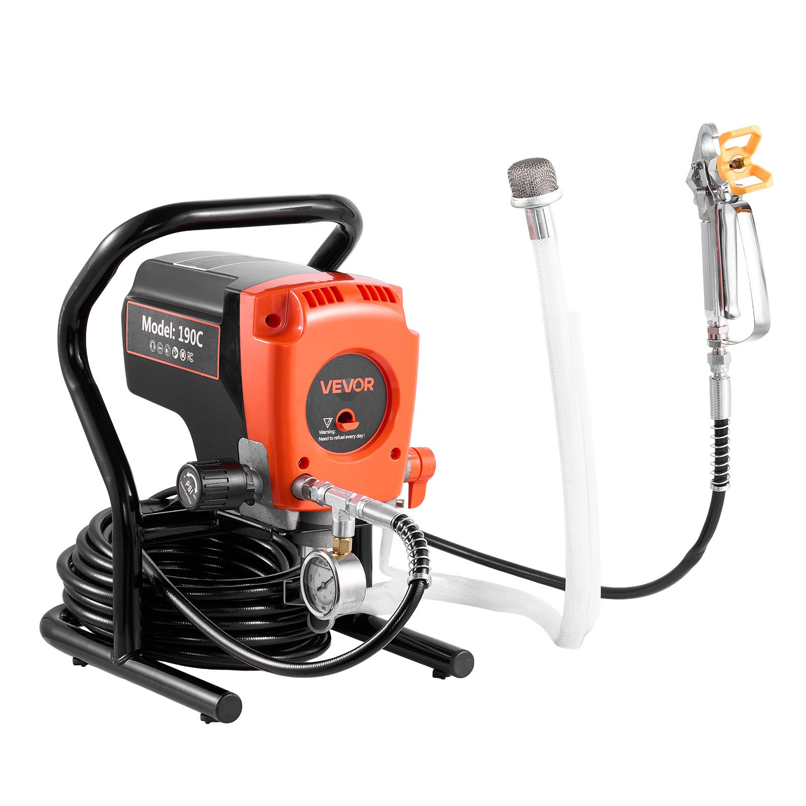 VEVOR Bezpowietrzny pistolet natryskowy do farby 900 W, 3300 psi, 1,78 l/min, z szczotką czyszczącą, wężem, przedłużką i dyszami, pistolet natryskowy do farb w domach i budynkach
