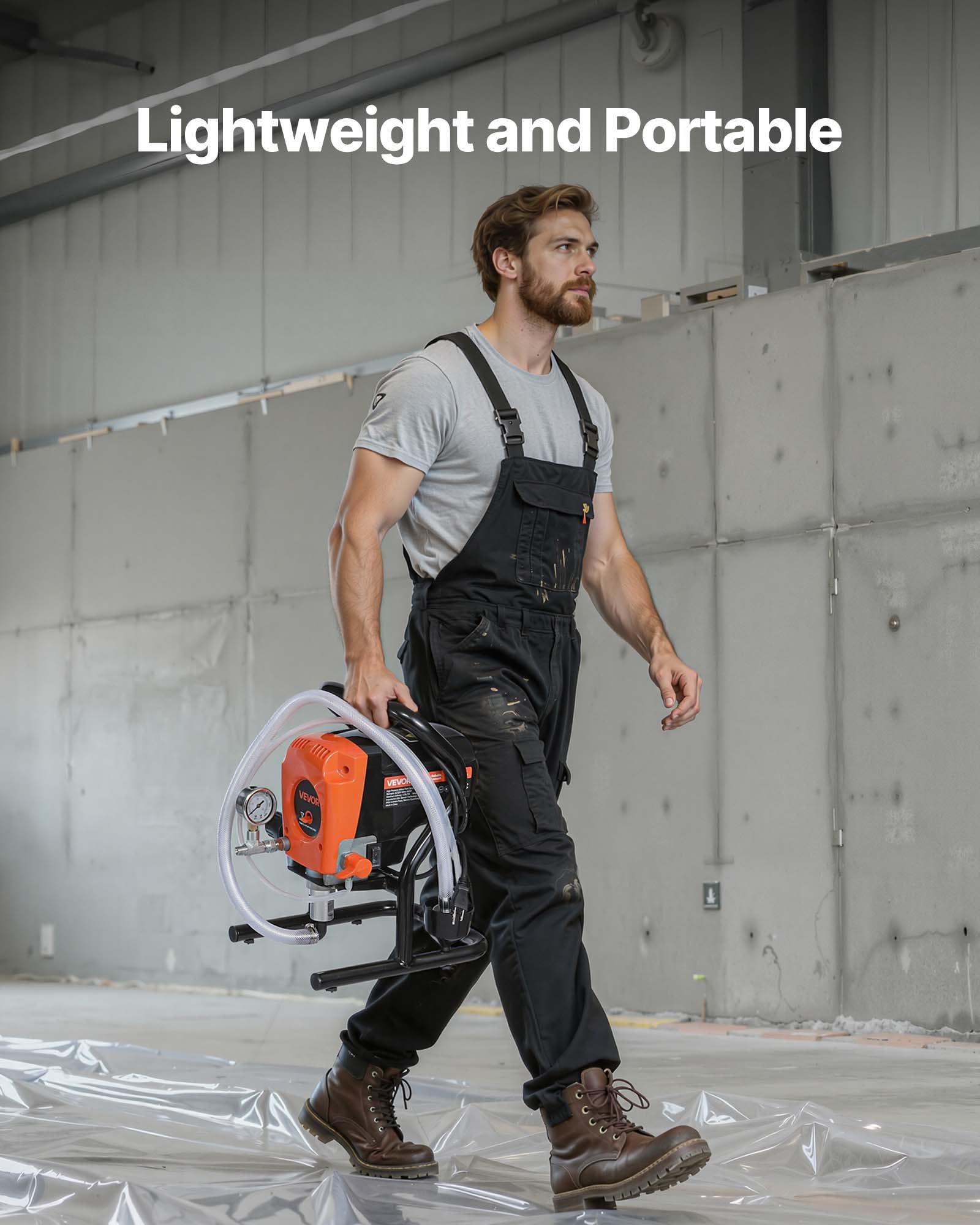 VEVOR Bezpowietrzny pistolet natryskowy do farby 900 W, 3300 psi, 1,78 l/min, z szczotką czyszczącą, wężem, przedłużką i dyszami, pistolet natryskowy do farb w domach i budynkach