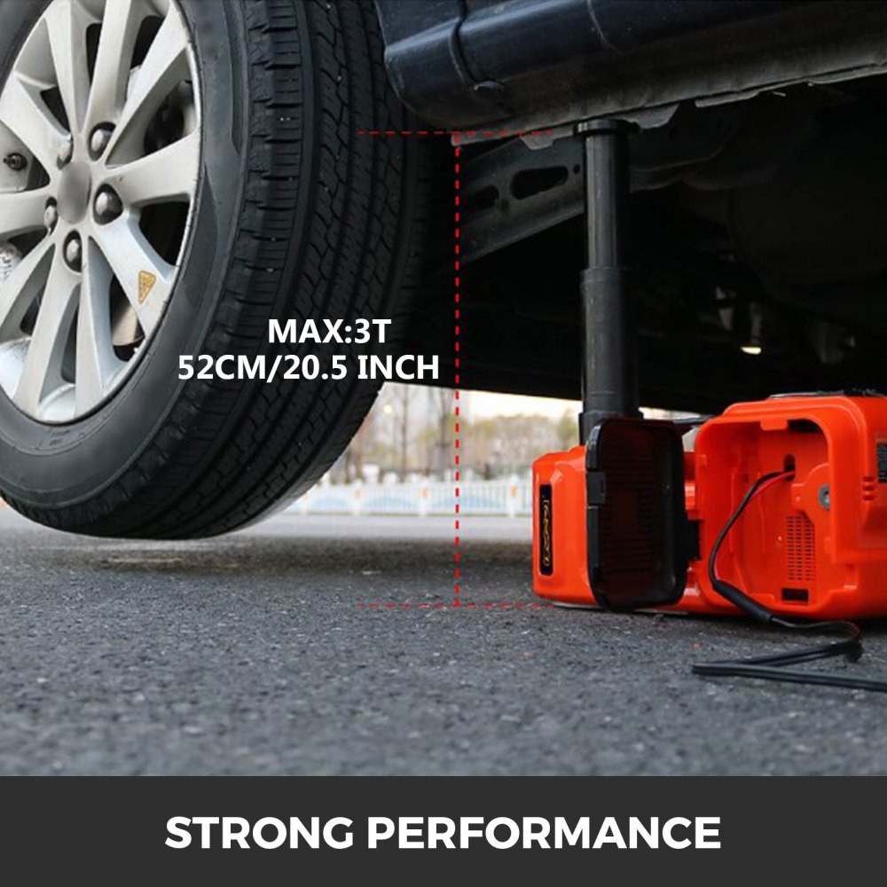 12V DC 6600 LBS 3T Elektryczny podnośnik hydrauliczny Pompa inflacyjna Klucz 3 w 1 Zestaw narzędzi
