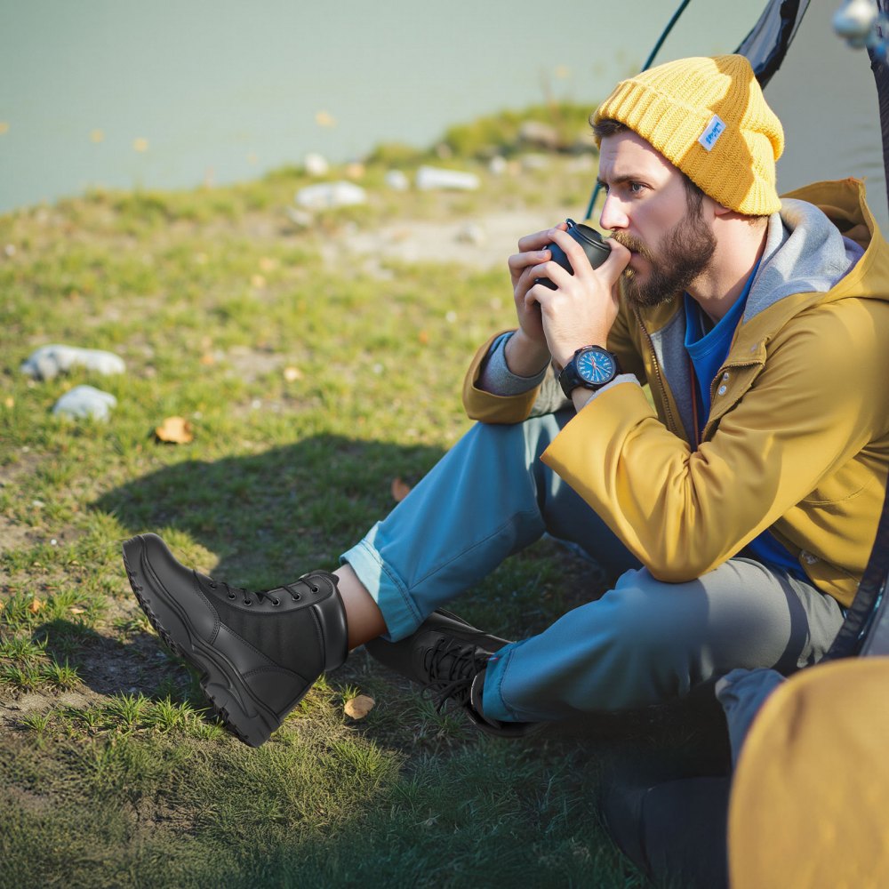 VEVOR Męskie buty robocze, 6-calowe bojowe buty trekkingowe, lekkie, oddychające buty motocyklowe, buty robocze do bezpiecznego wspinania się na łonie natury, rozmiar US 10