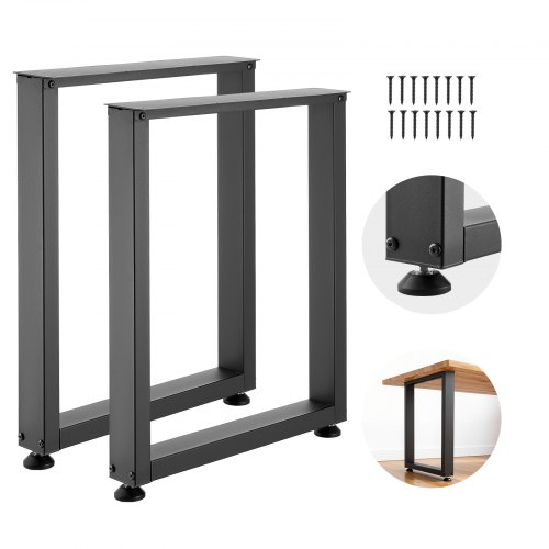 Nogi stołowe VEVOR z profili kwadratowych, zestaw 2 szt., 600x750 mm, podstawa stołu, maks. 1000 kg, nogi stołowe, stopy meblowe, rama stołu, stopy do biurek, stolików kawowych, stołów jadalnych, kolor czarny