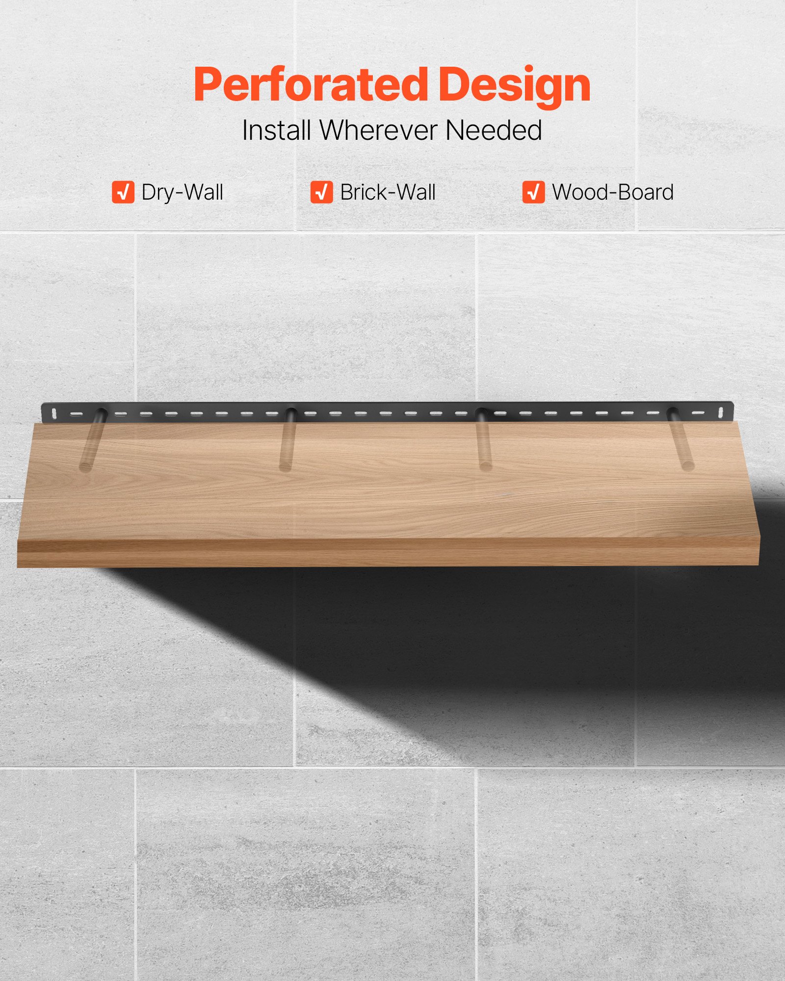 Wspornik półki VEVOR, 1 sztuka, nośność 104 kg, wytrzymały wspornik półki 1092,2 x 157,4 x 38,1 mm, wspornik półki do półek ukrytych, niewidoczny wspornik do półek wiszących do montażu na ścianie