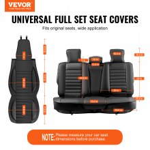 Pokrowce na siedzenia VEVOR, uniwersalne pokrowce na siedzenia samochodowe, kompletny zestaw siedzeń, przednie i tylne siedzenie, 9-częściowe pokrycie siedzenia ze sztucznej skóry, półzamknięta konstrukcja, zdejmowany zagłówek i kompatybilność z poduszką powietrzną