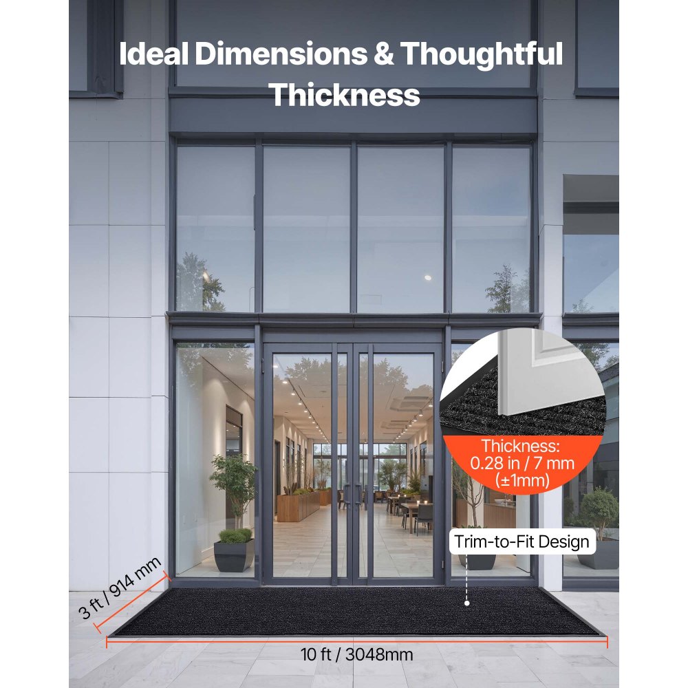 Mata wejściowa VEVOR Dirt Trapper, 3048 x 914 mm, do użytku wewnątrz i na zewnątrz, wycieraczka z podkładem z tworzywa PVC, zmywalna wykładzina wejściowa na korytarz, balkon, garaż, w paski, szara