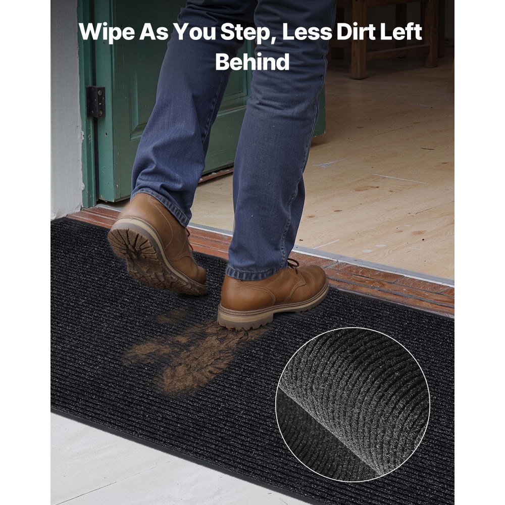 VEVOR Front Door Mat, 1524 x 914 mm Commercial Floor Mat for Indoor and Outdoor, Stylish Stripedd Industrial Carpet with PVC Backing, Heavy Duty Washable Entry Rug for Hallway, Balcony, Garage, Grey