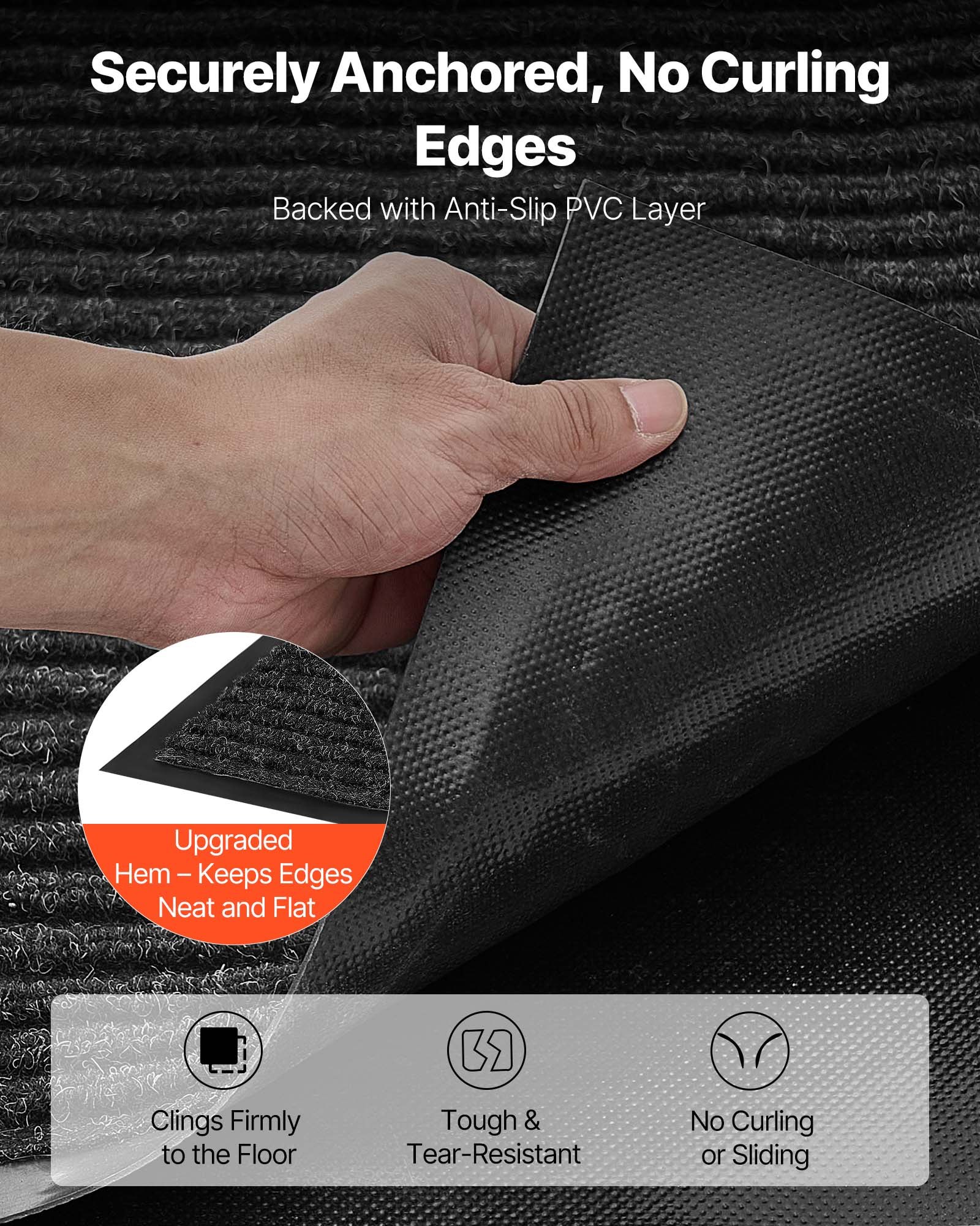 Mata wejściowa VEVOR Dirt Trapper, 1524 x 914 mm, do użytku wewnątrz i na zewnątrz, z podkładem z tworzywa PVC, zmywalna, do korytarza, na balkon, do garażu, w paski, szara