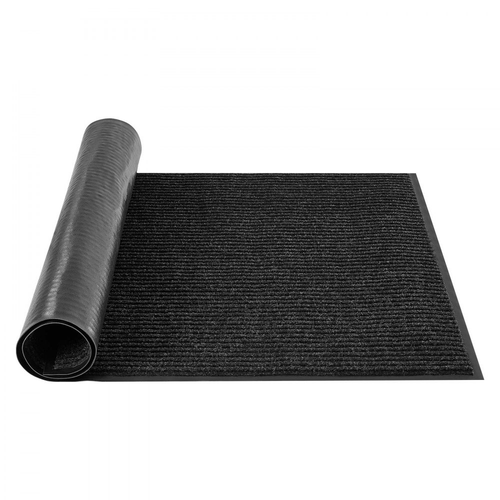 Mata wejściowa VEVOR Dirt Trapper, 2438 x 1219 mm, do użytku wewnątrz i na zewnątrz, z podkładem z tworzywa PVC, zmywalna, do korytarza, na balkon, do garażu, w paski, szara