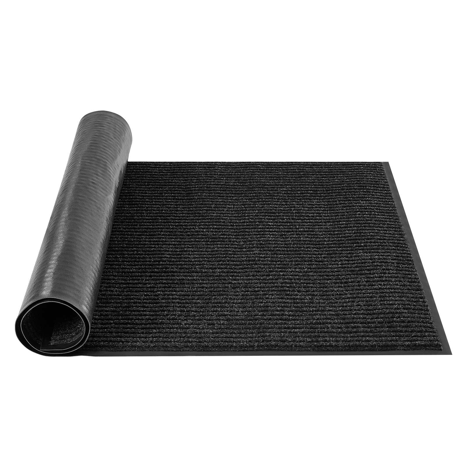 Mata wejściowa VEVOR Dirt Trapper, 2438 x 1219 mm, do użytku wewnątrz i na zewnątrz, z podkładem z tworzywa PVC, zmywalna, do korytarza, na balkon, do garażu, w paski, szara